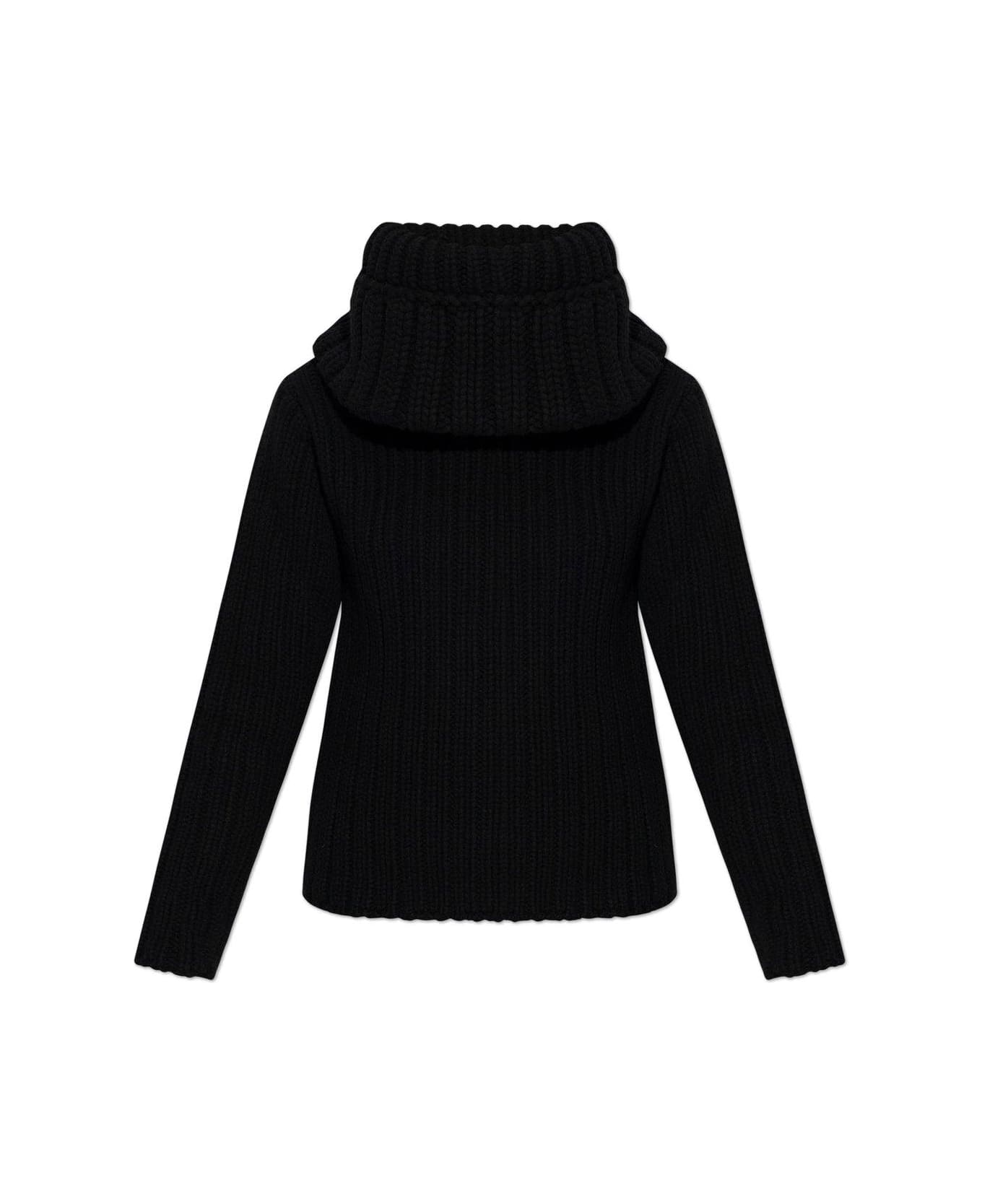 Alexander McQueen Exaggerated Collar Jumper - BLACK