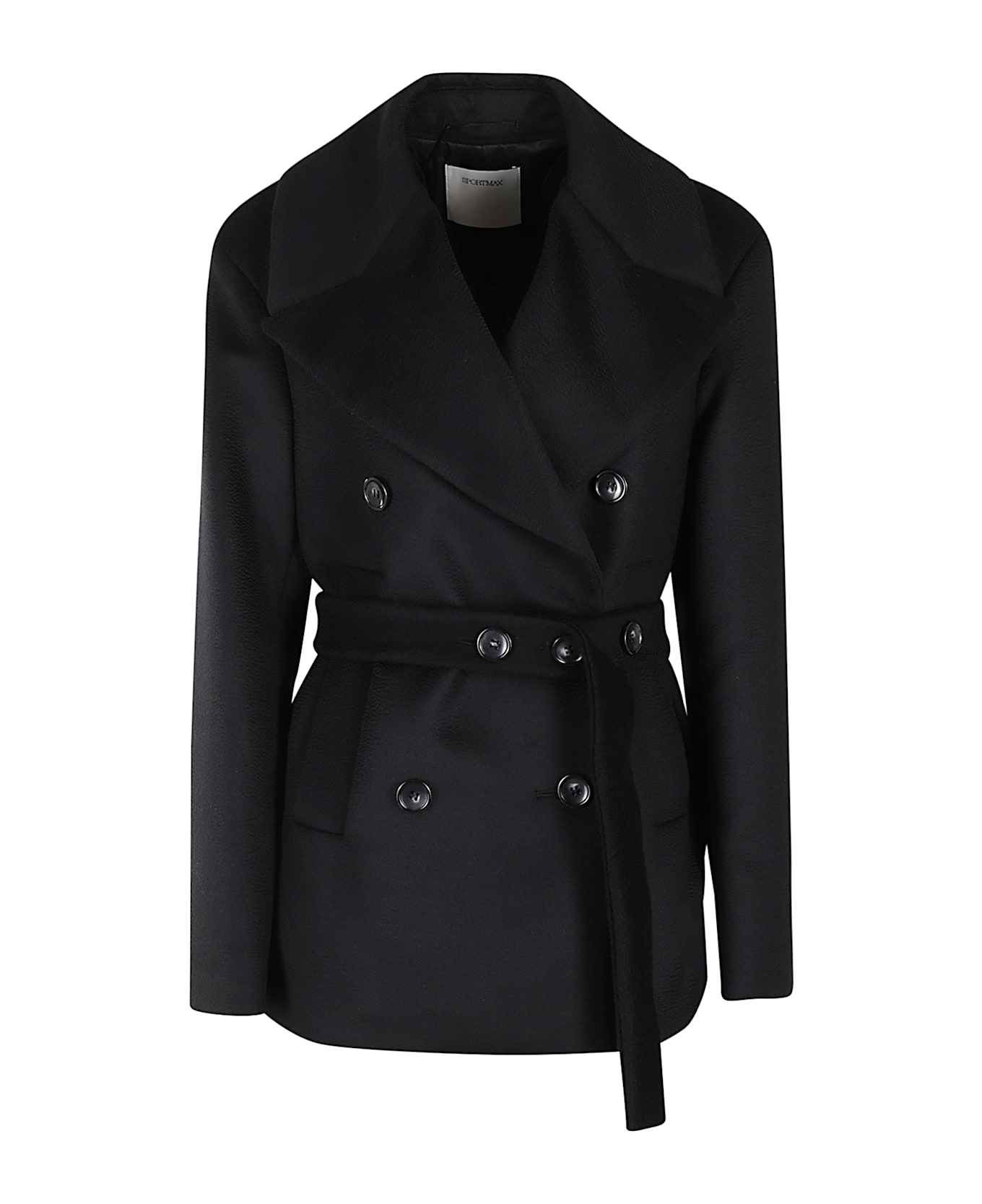 SportMax Orchis Double-breasted Belted Coat - Black