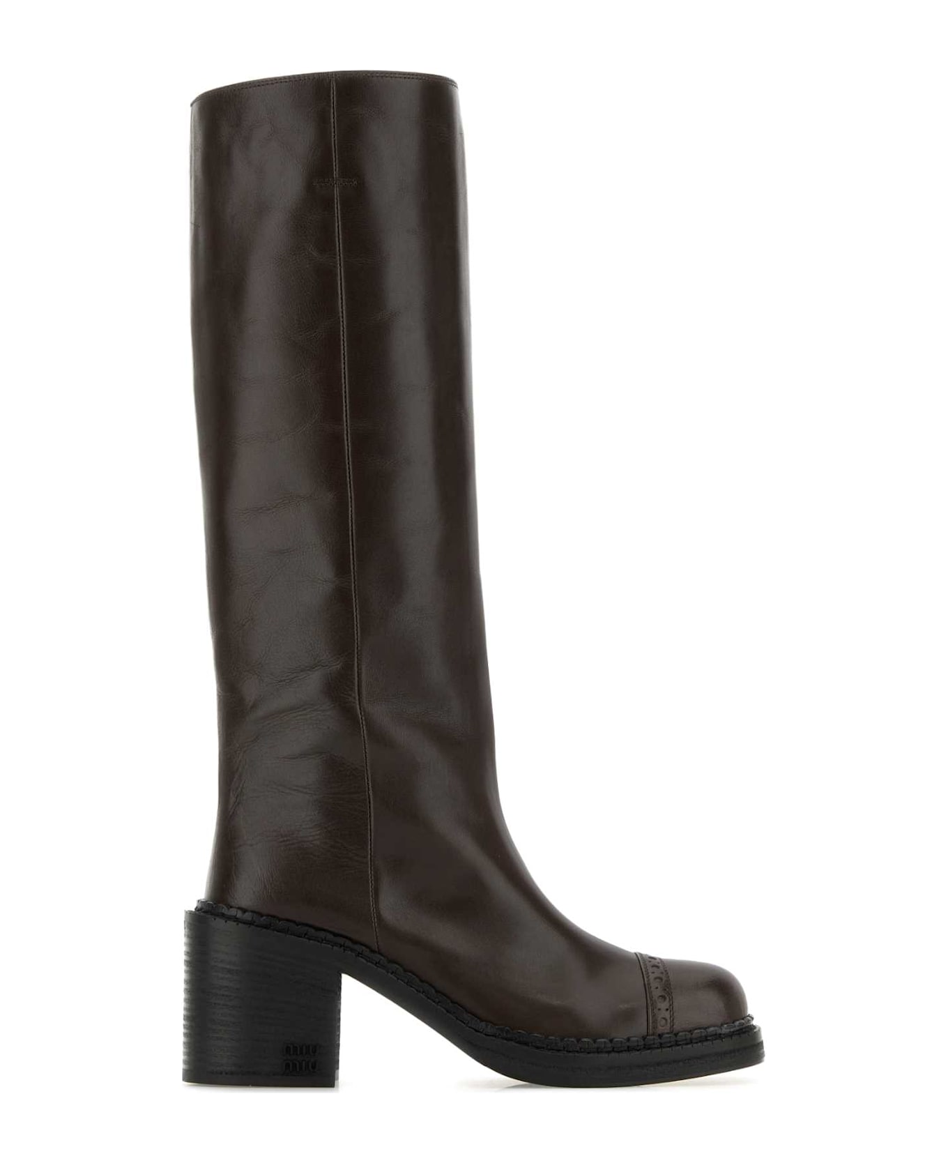 Miu Miu Chocolate Leather Boots - MORO