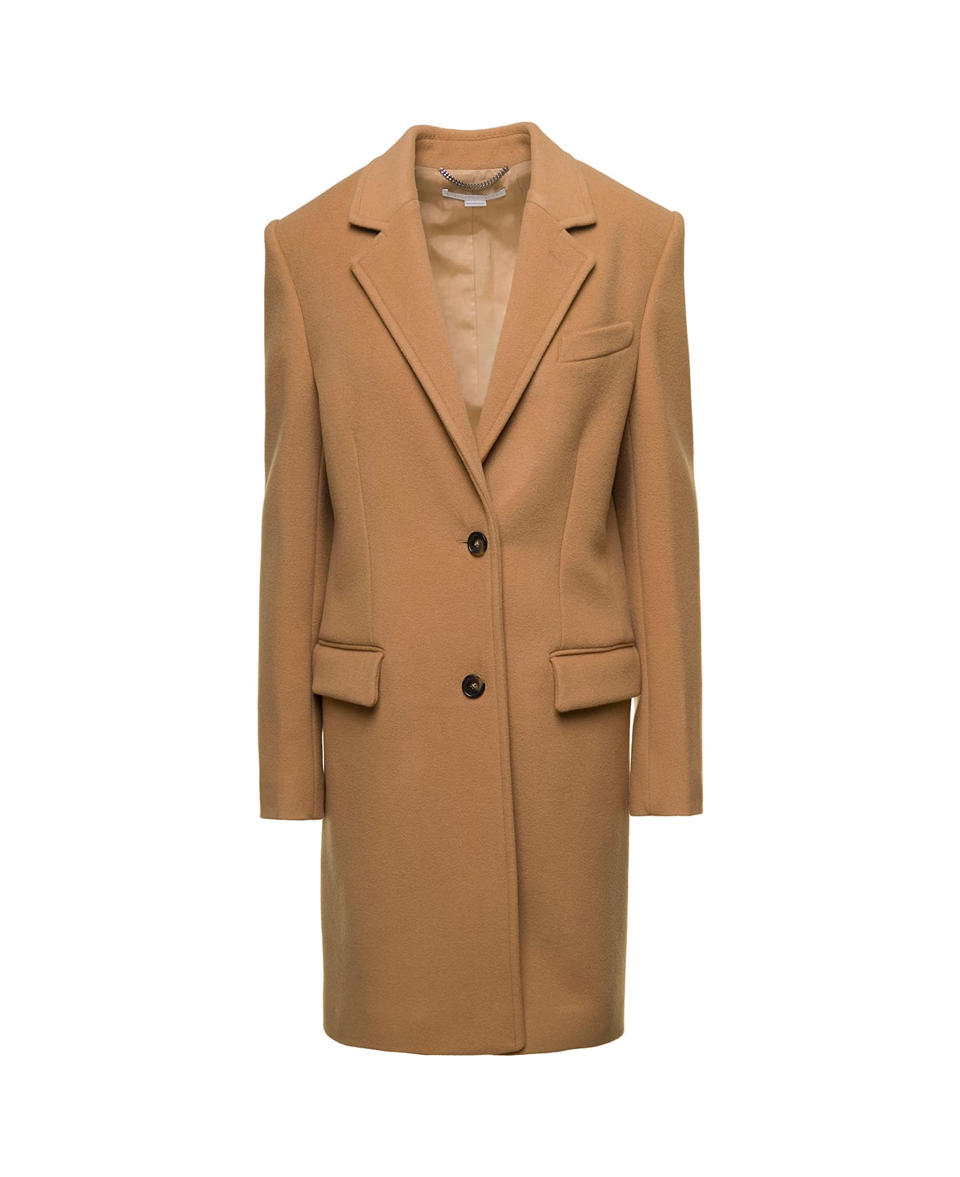 Stella McCartney Structured Single-breasted Coat With Notched Revers In Wool - Beige コート