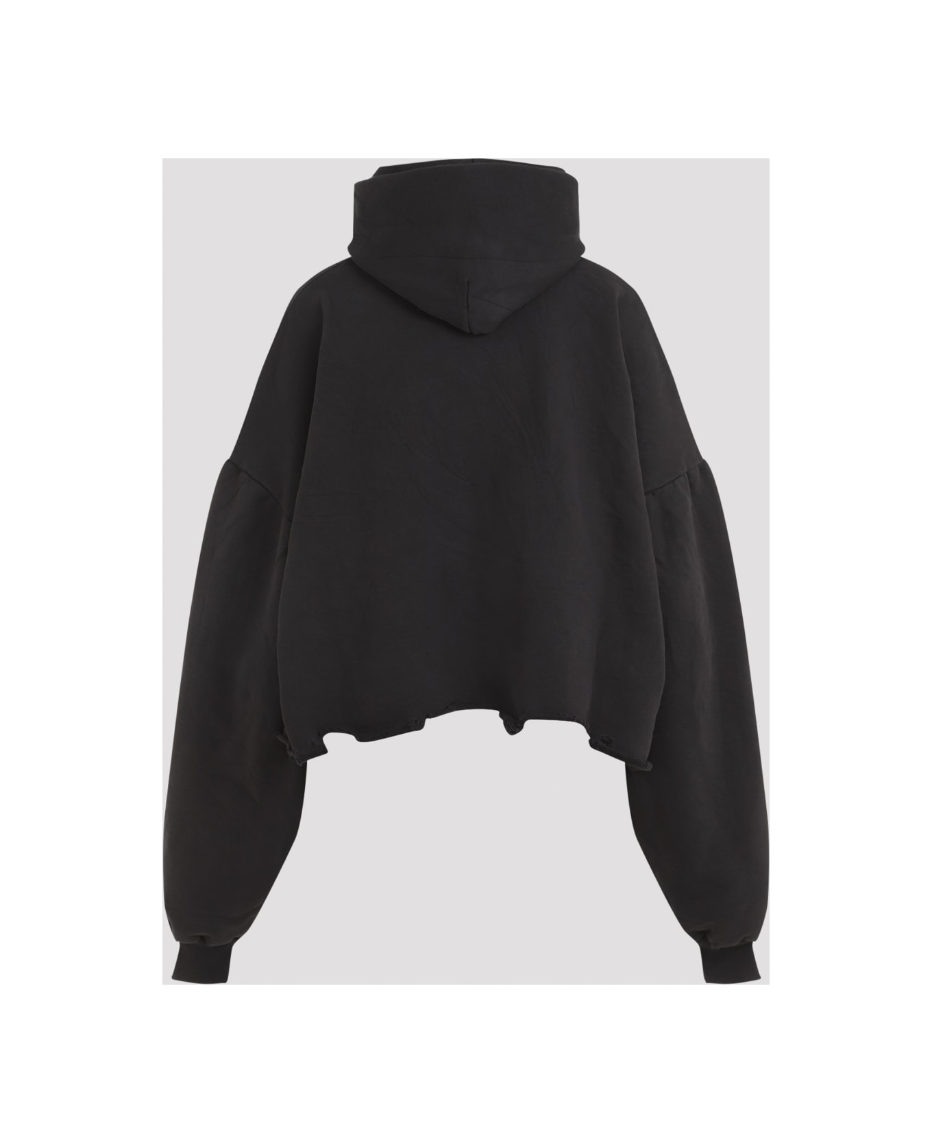 Balenciaga Loop Sports Icon Destroyed Cropped Hoodie - WASHEDBLACKBLUE