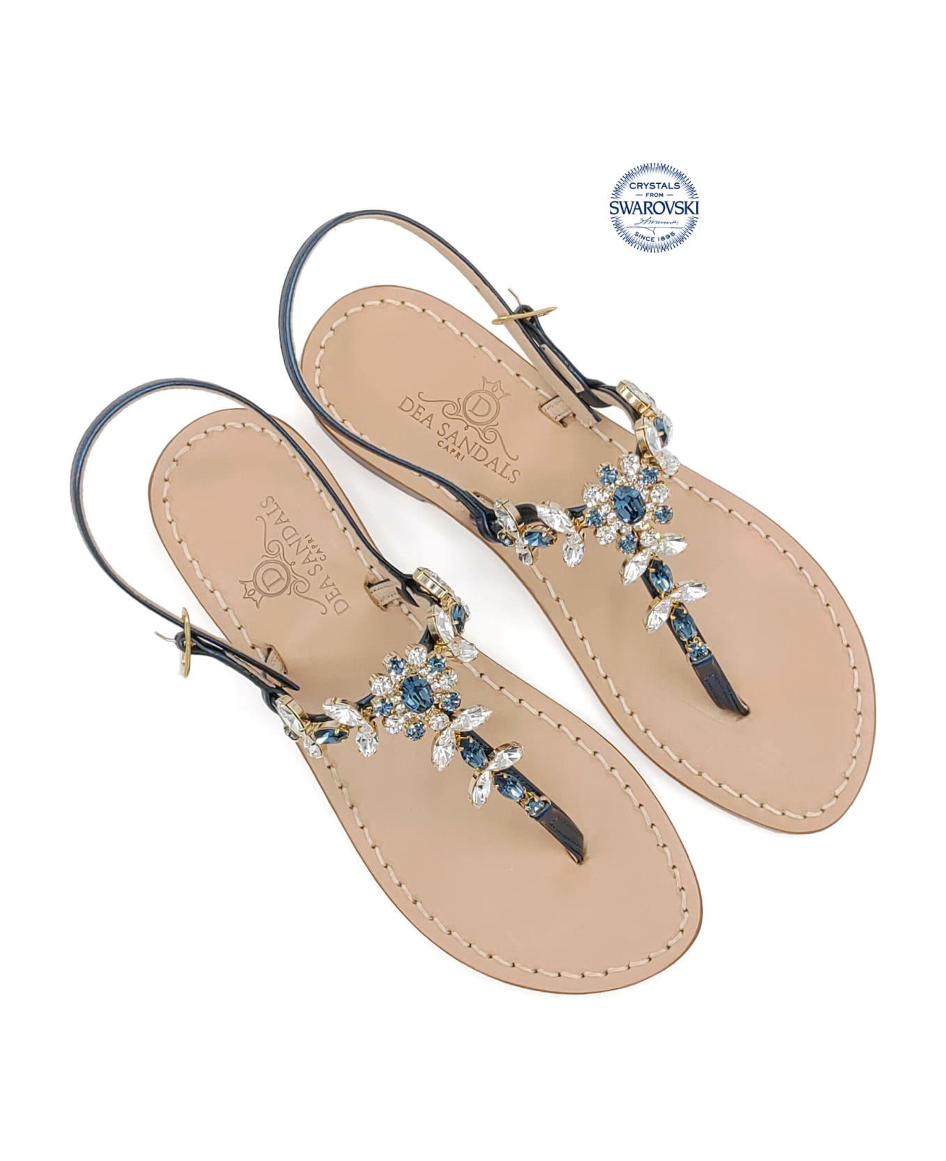 Dea Sandals Marina Grande Flip Flops Winter Sandals - navy blue, crystal