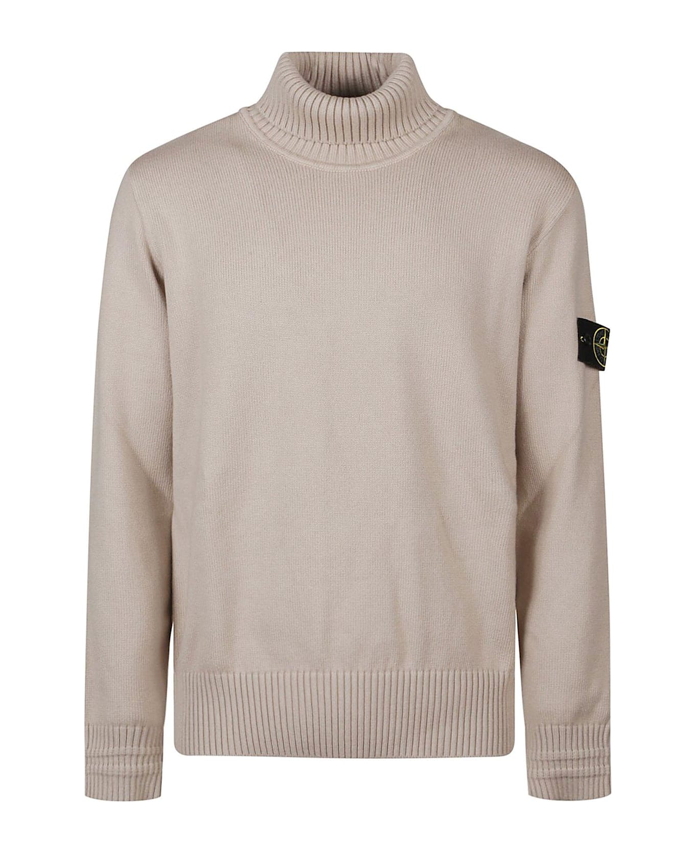 Stone Island Logo Patch Roll Neck Jumper - NEUTRALS