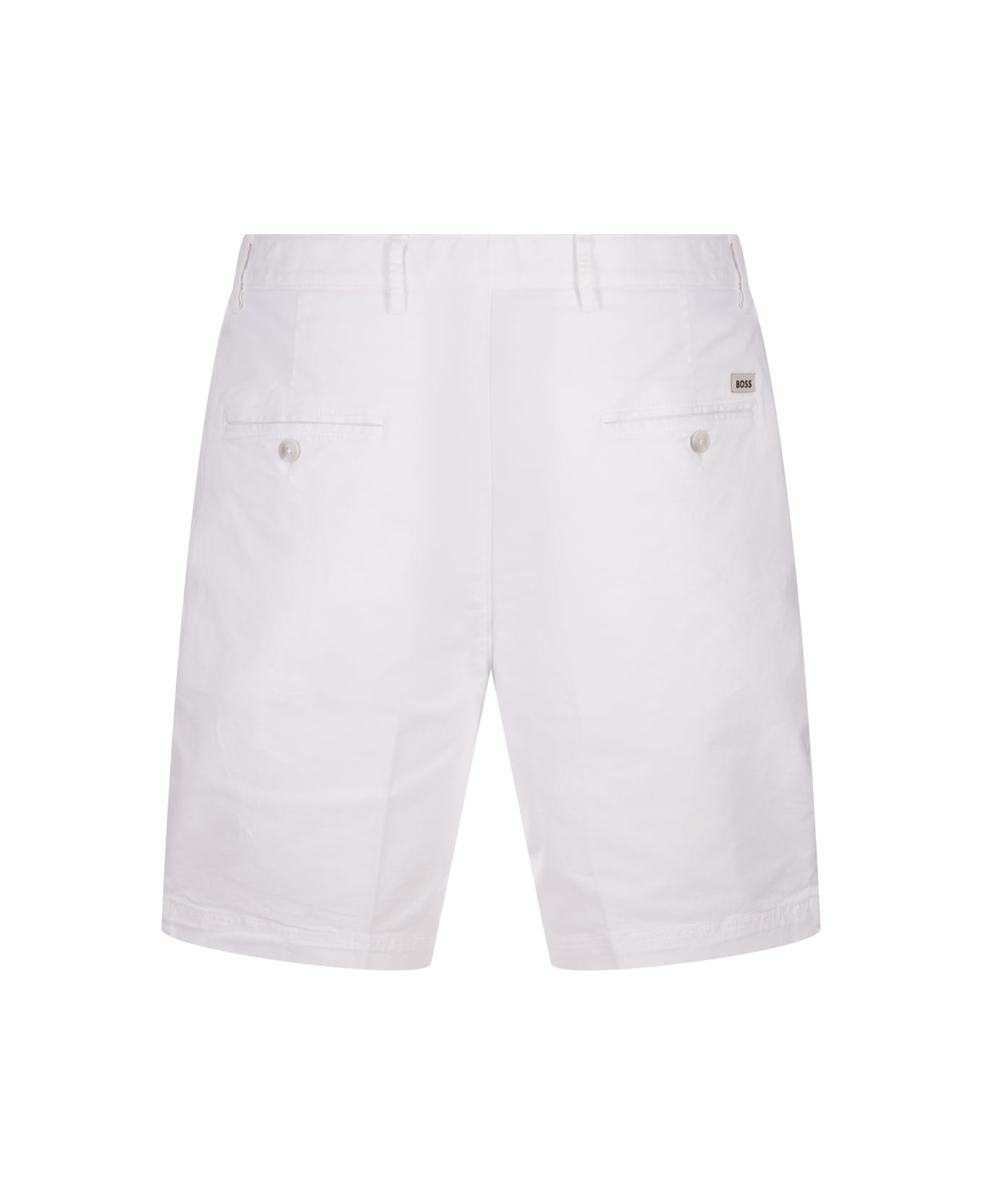 Hugo Boss White Stretch Cotton Twill Bermuda Shorts - White