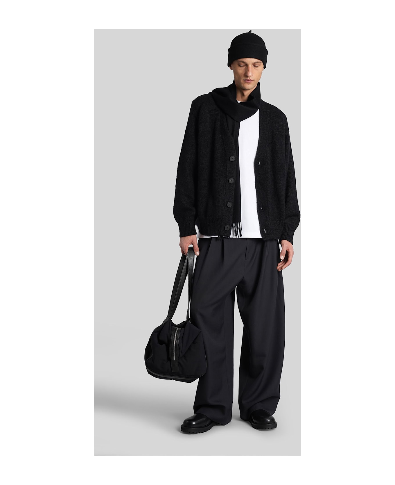 Studio Nicholson Trey Sn-1498 Cardigan In Black Polyamide - black
