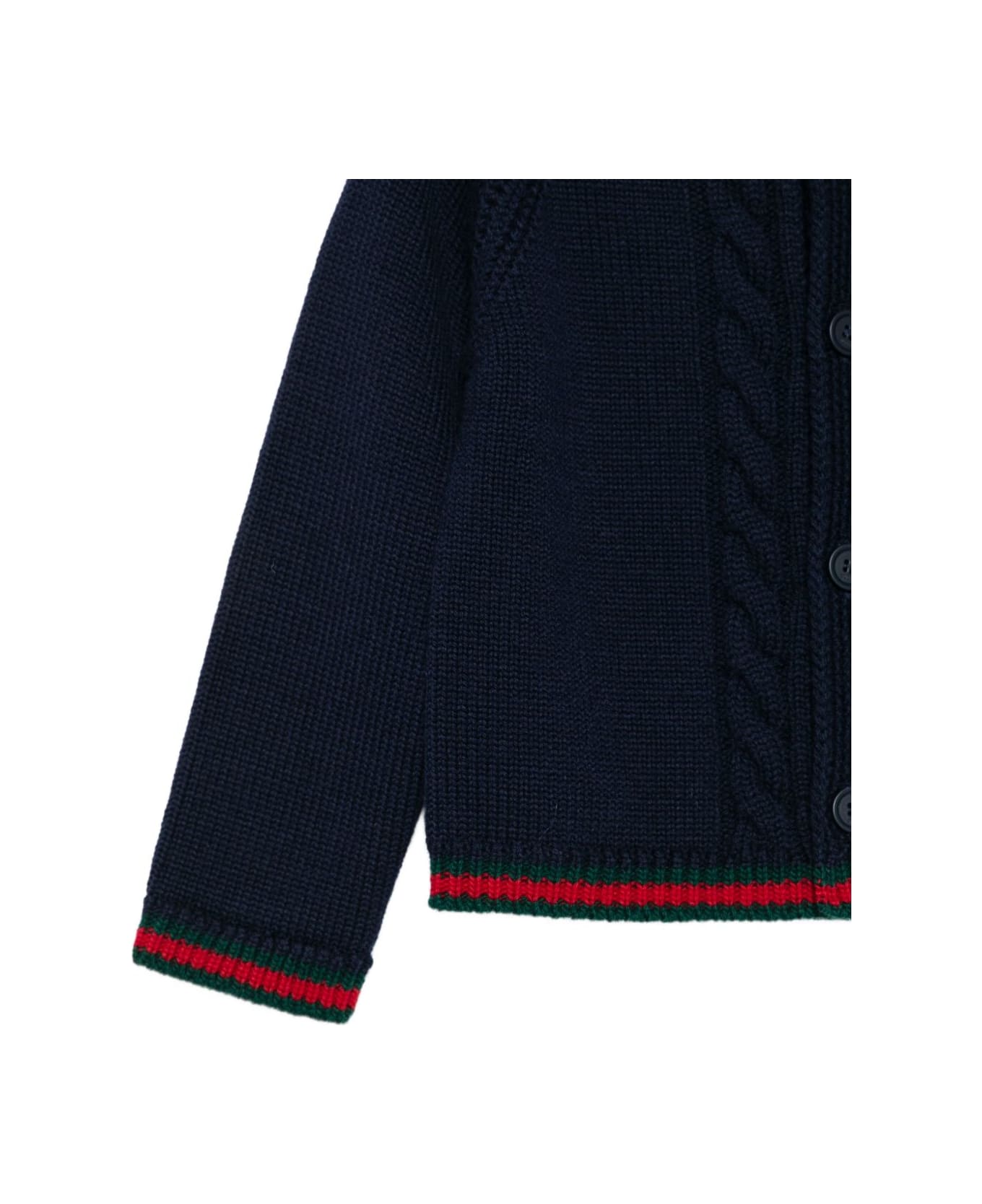 Gucci Kids Blue Cable-knit Cardigan Jacket - MultiColour