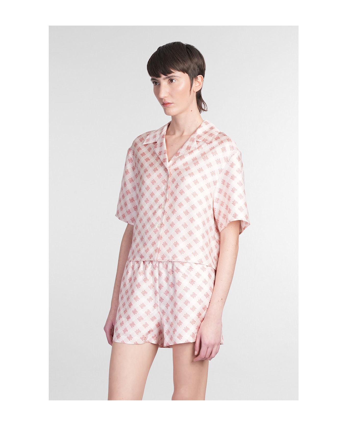 AMIRI Shirt In Rose-pink Silk - rose-pink