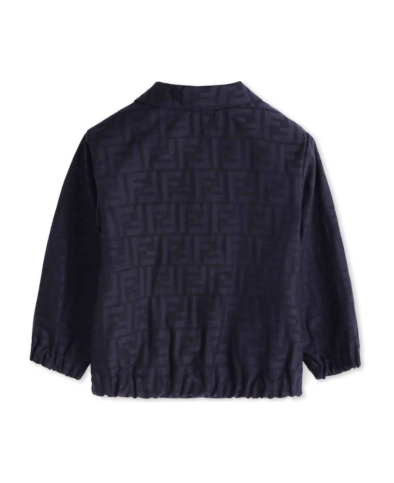 Fendi Blue Jacket With All-over Ff For Baby Boy - Blue