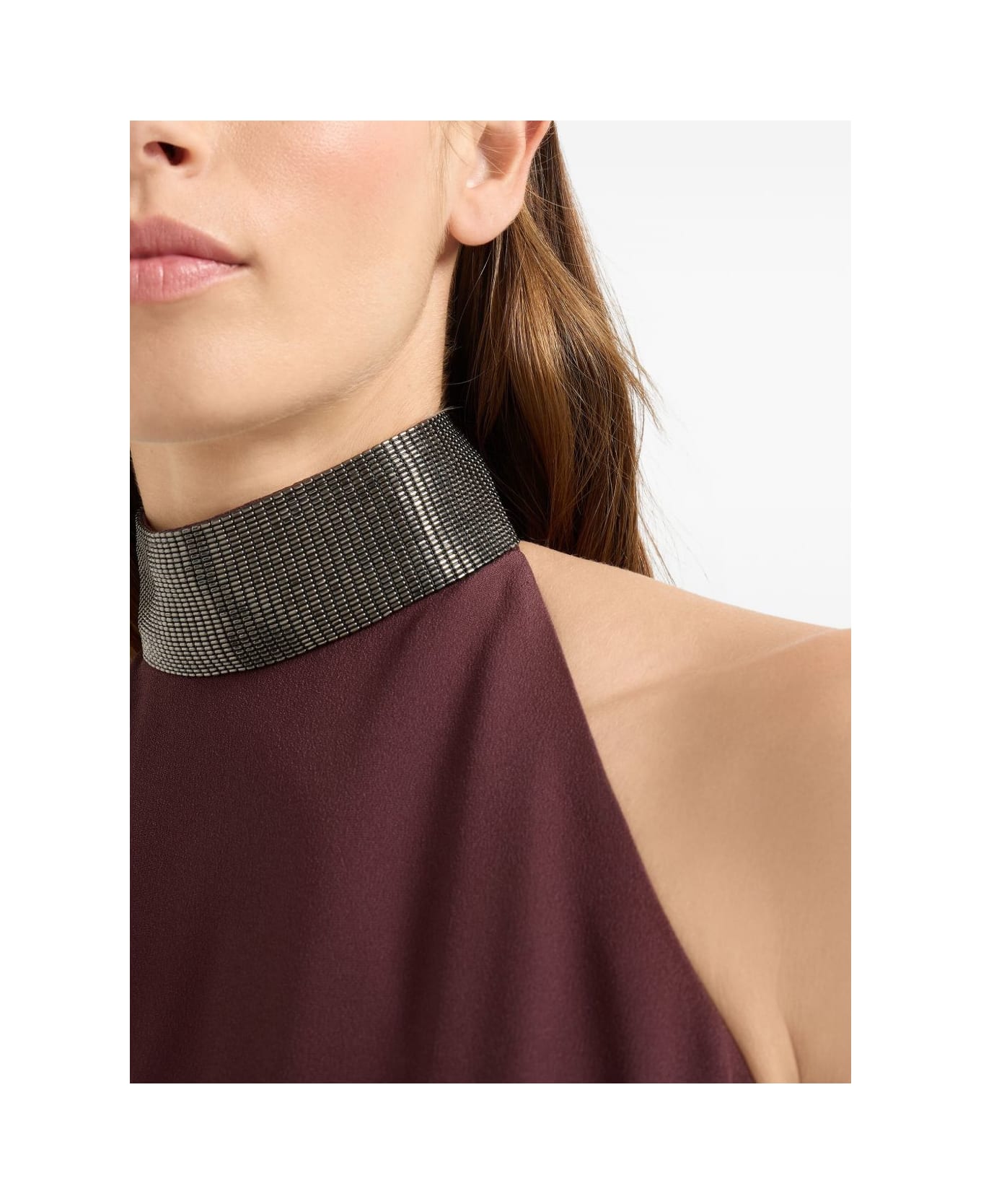 Brunello Cucinelli Silk Blend Maxi Dress - Bordeaux