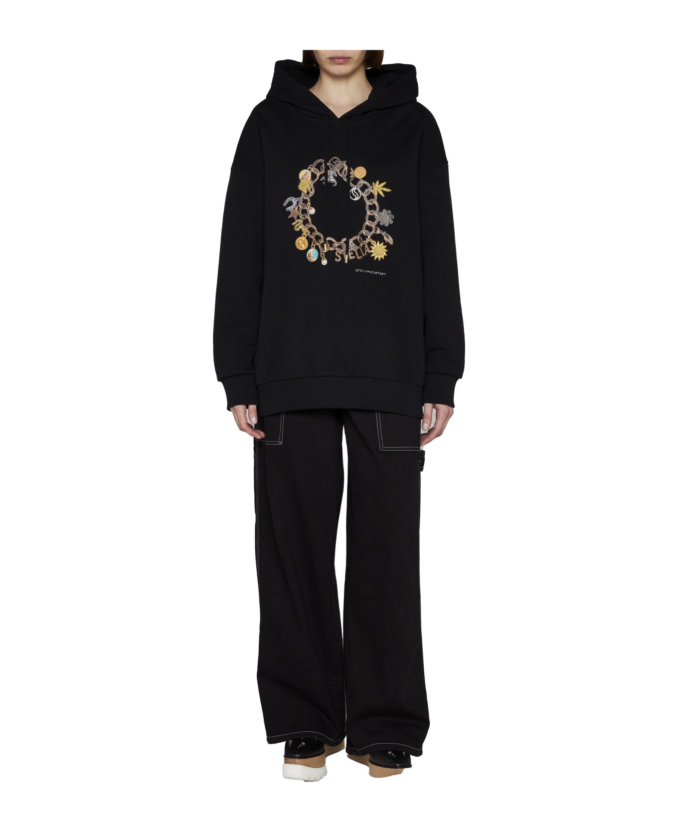 Stella McCartney Embroidery Cotton Hoodie - Black