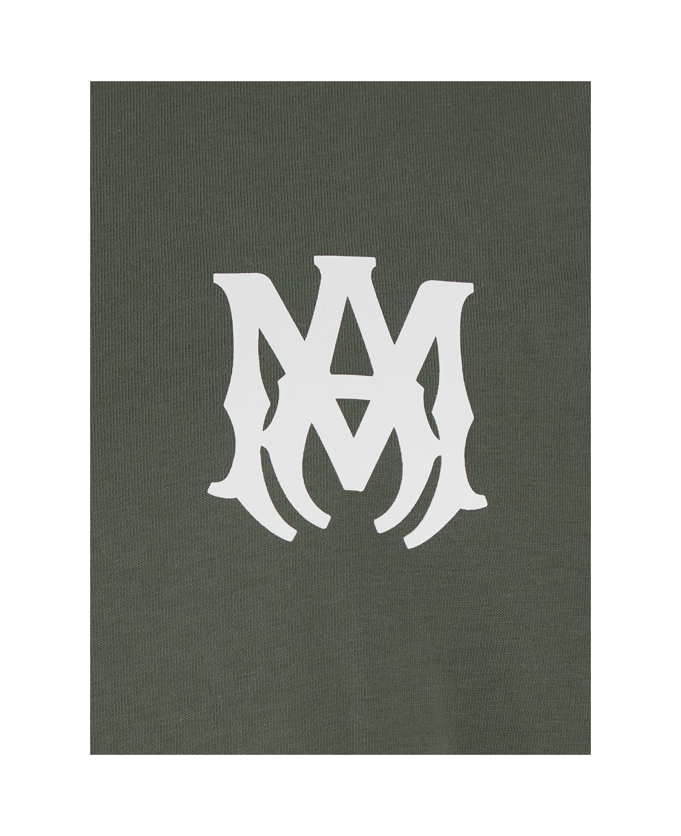 AMIRI Green Crewneck T-shirt With Logo Print On The Front In Cotton Man - Green