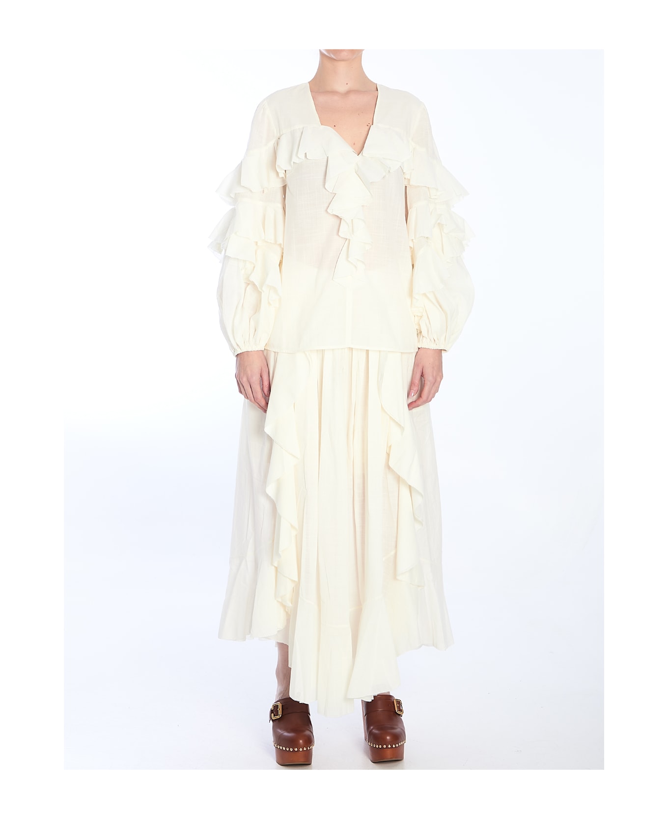 Zimmermann Acacia Ruffle Maxi Skirt - IVORY