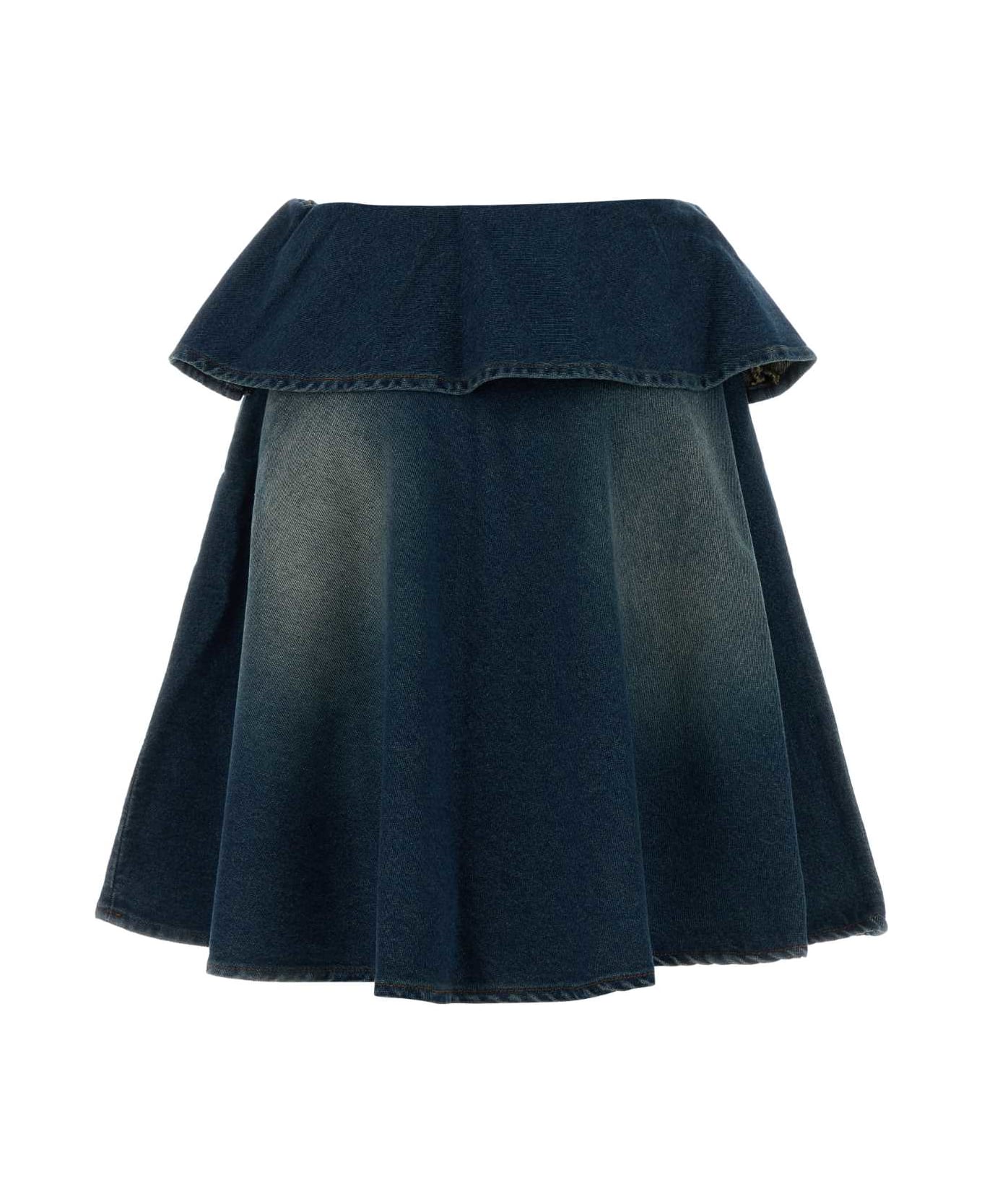 Gimaguas Denim Mini Skirt - DARKBLUE