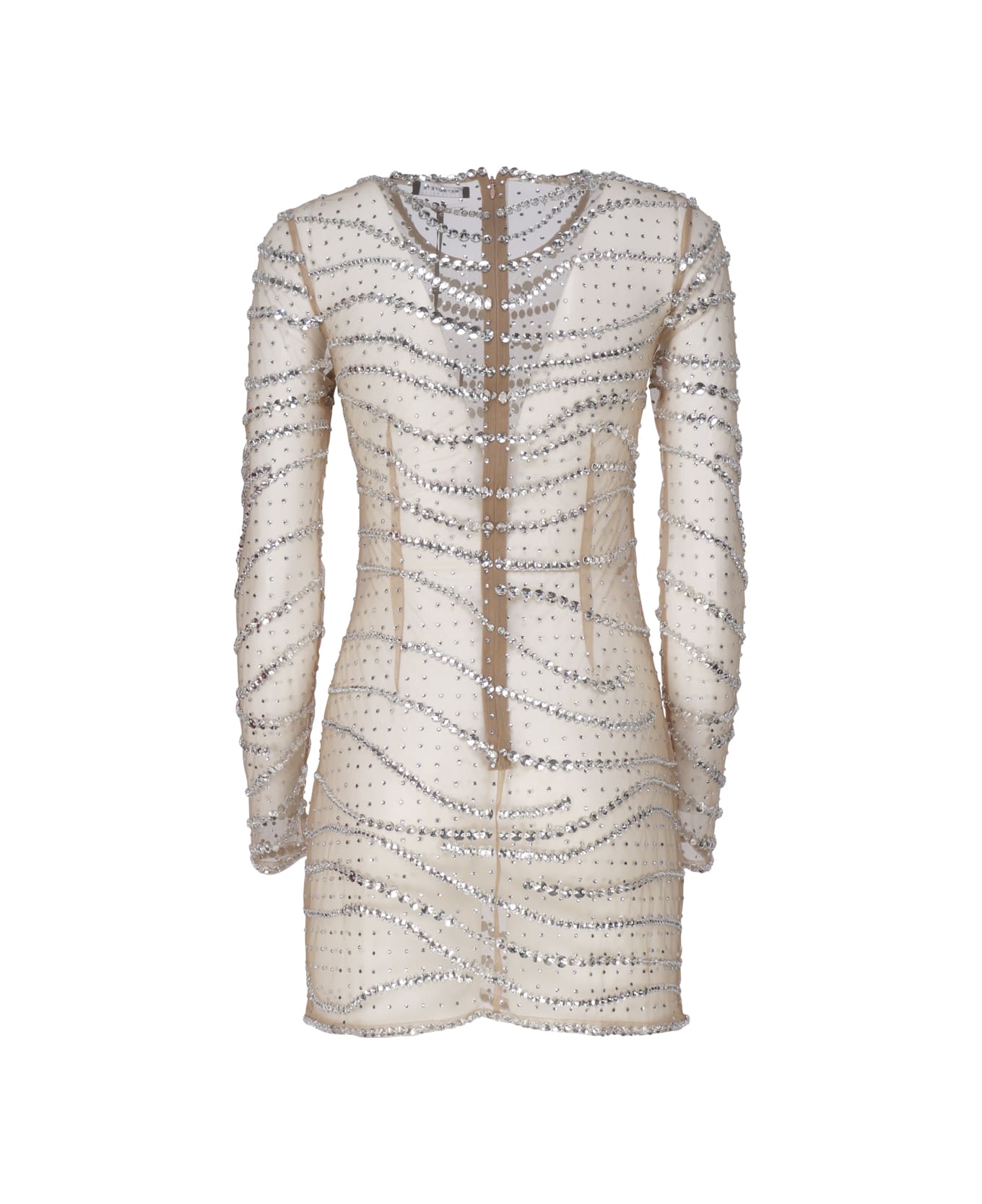 retrofete Short Dress With Raes Decoration - NUDE,silver