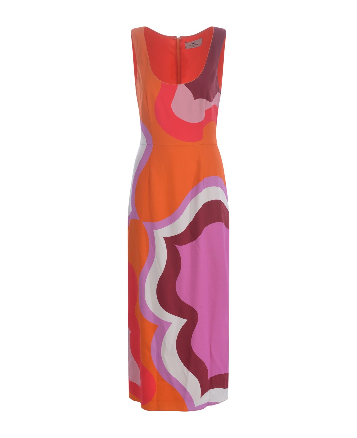 Etro Dress Sheath Etro "color Block" In Stretch Viscose - Arancione