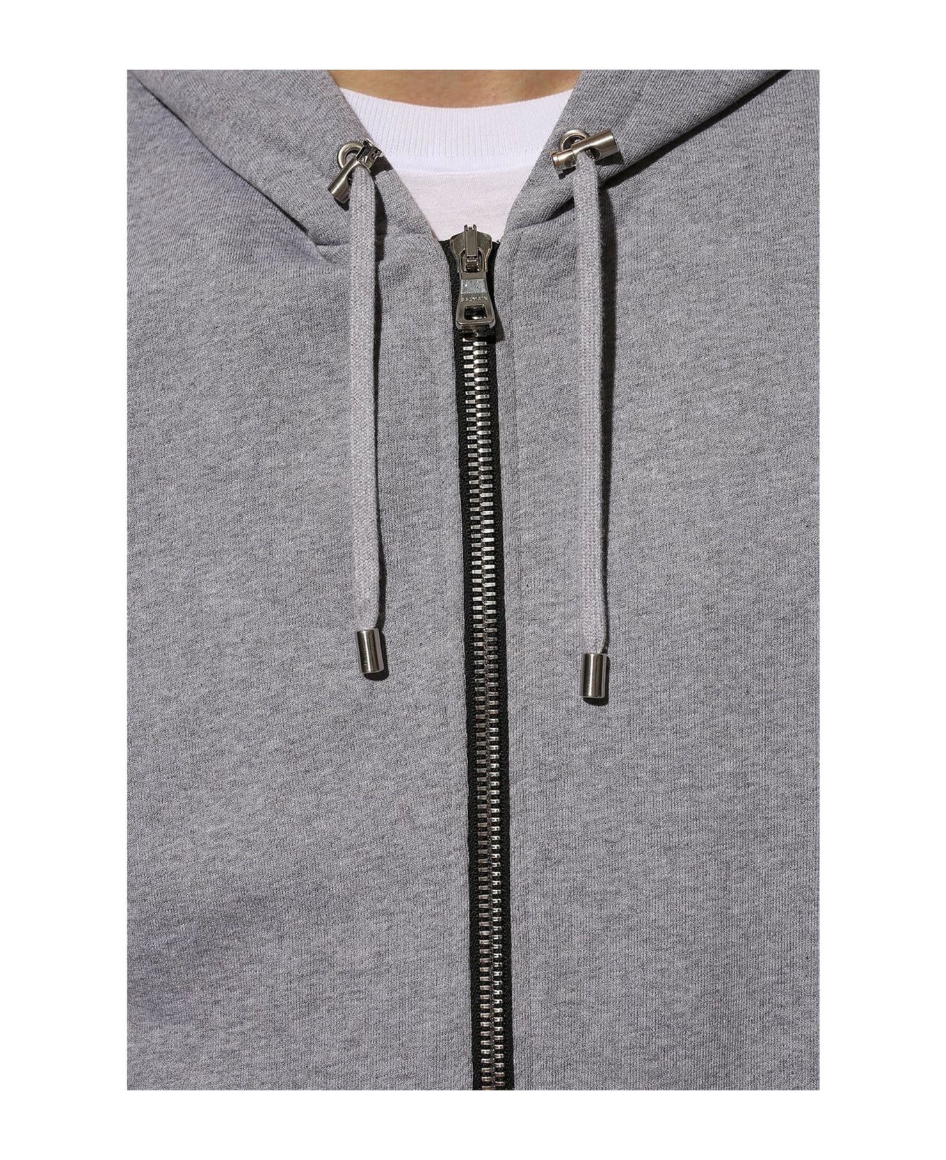 Balmain Logo Hooded Sweatshirt - Gray