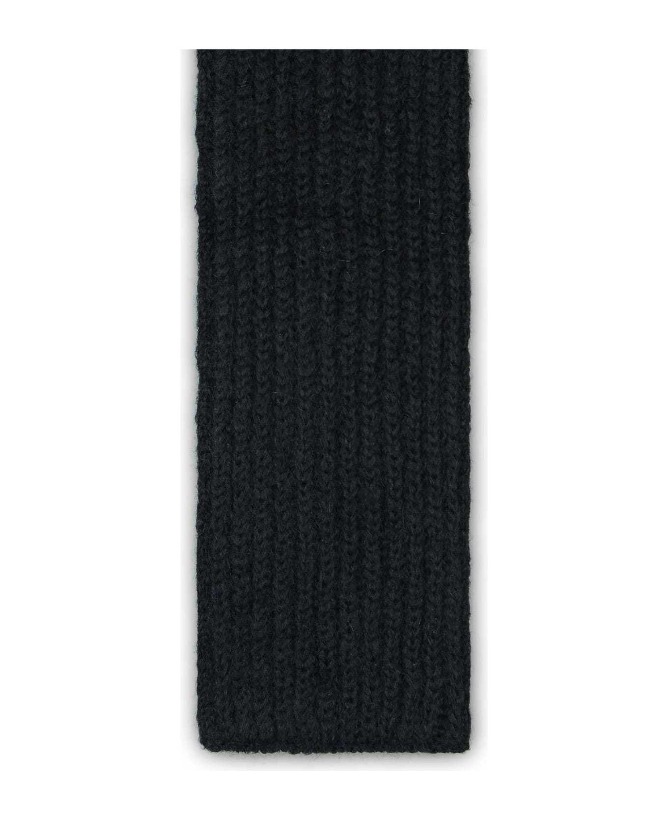 Jil Sander Black Wool Blend Scarf - Black