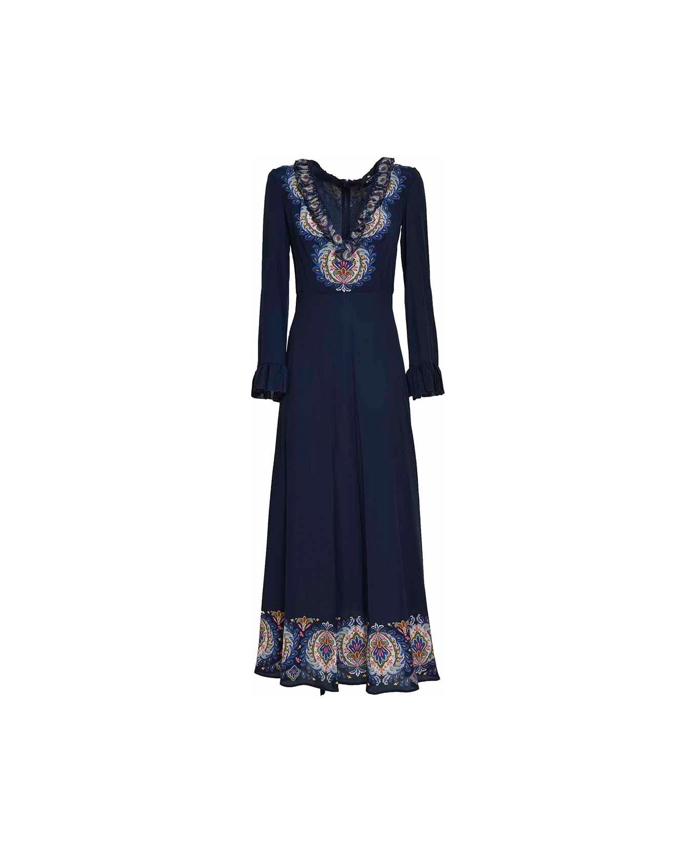 Etro Paisley-printed Plunging V-neck Maxi Dress - Blu
