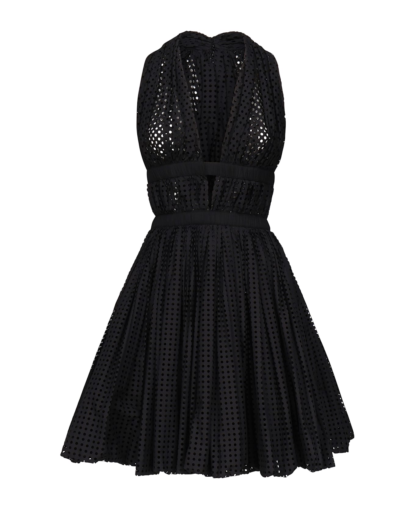 Alaia Perforated Poplin Mini Dress - NOIR ALAIA