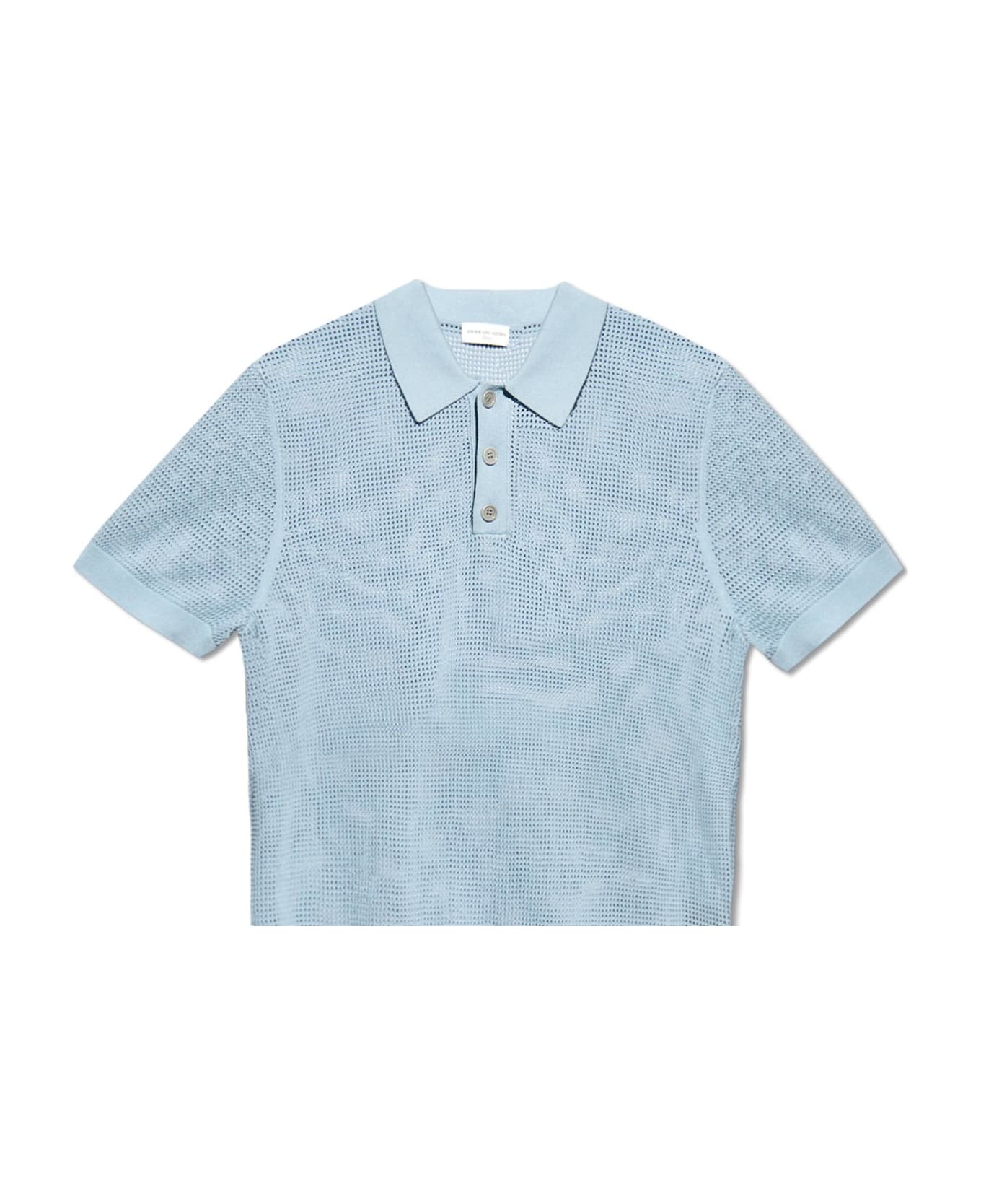 Dries Van Noten Perforated Polo Shirt - Clear Blue