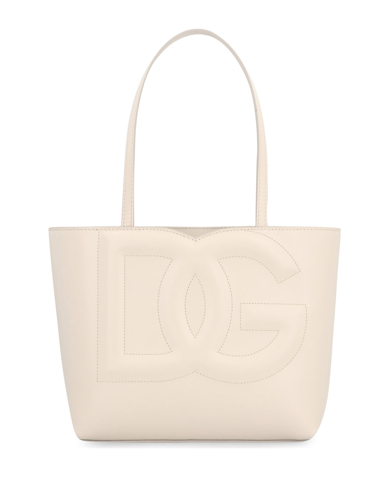 Dolce & Gabbana Logo Leather Tote - Ivory