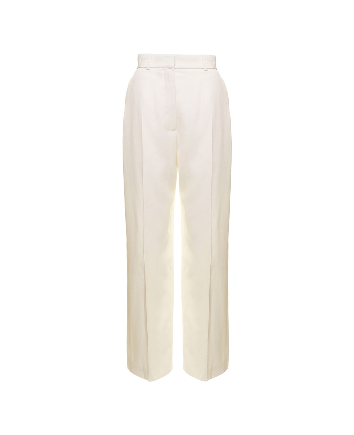 Casablanca White Wide Leg Tailored Trousers In Silk Blend Woman - White ボトムス