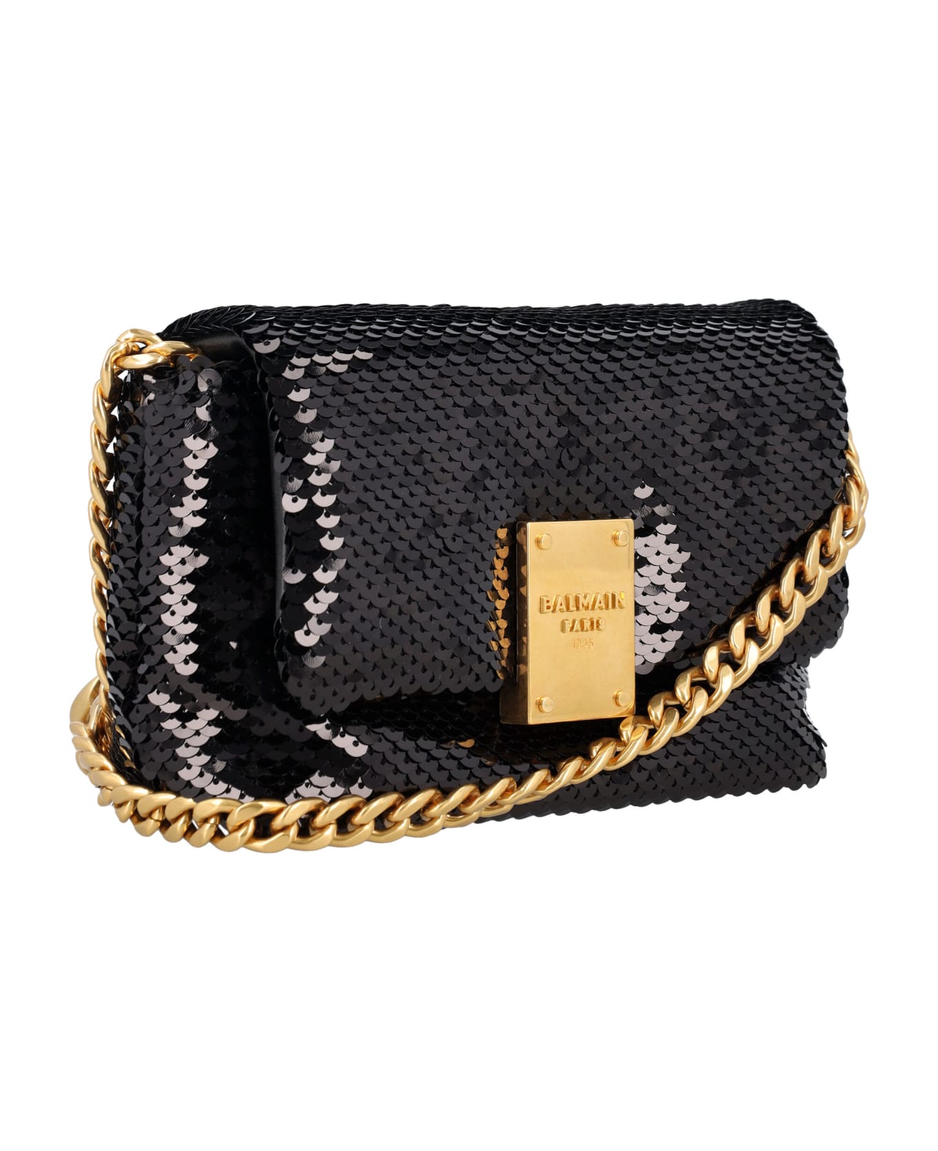 Balmain 1945 Sequin Mini Bag - BLACK