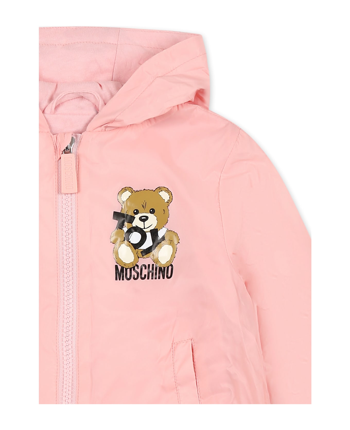 Moschino Pink Windbreaker Jacket For Baby Girl With Teddy Bear - Pink