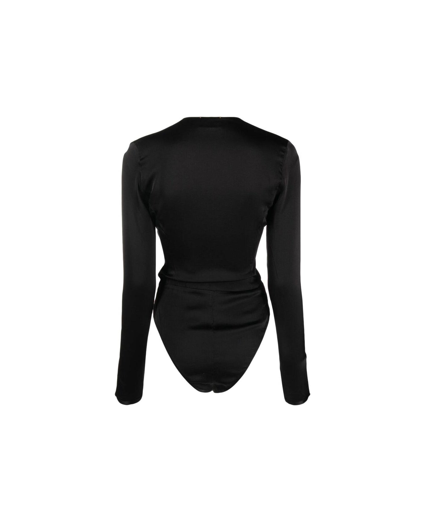 Forte_Forte V-neck Wrap Bodysuit - BLACK