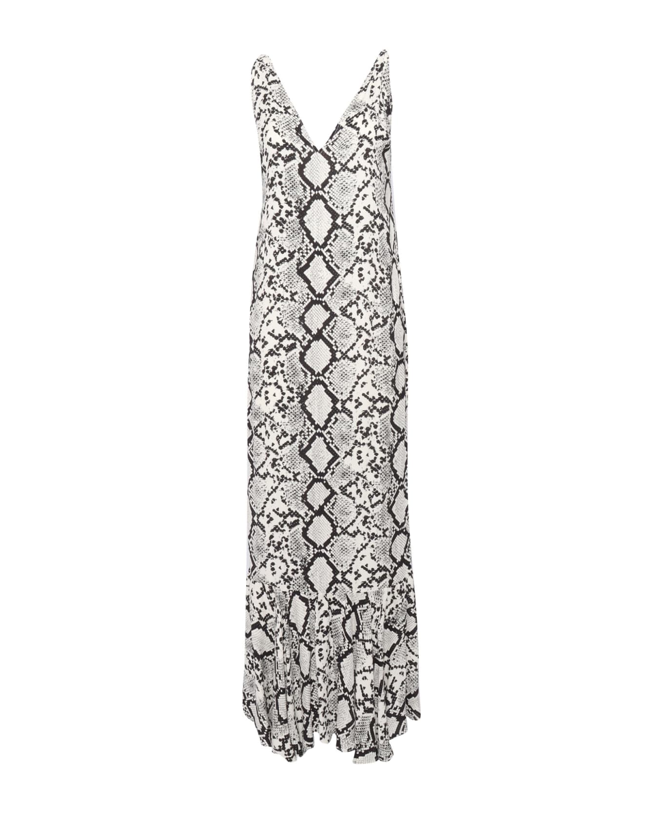 【ELISABETTA FRANCHI】ドレス シルク ラインストーン ホワイト Elisabetta Franchi Long Python Pattern Dress | italist