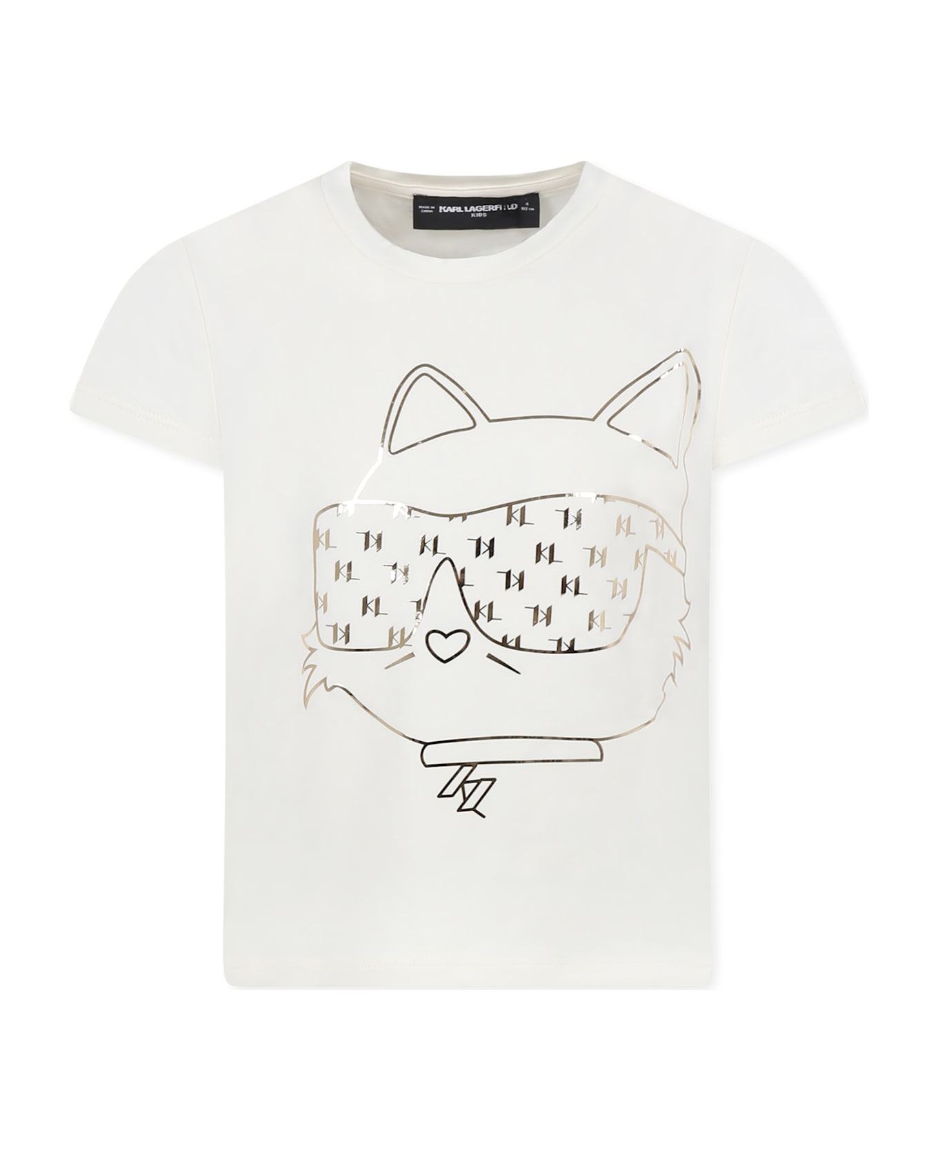 Karl Lagerfeld Kids Ivory T-shirt For Girl With Choupette - Ivory