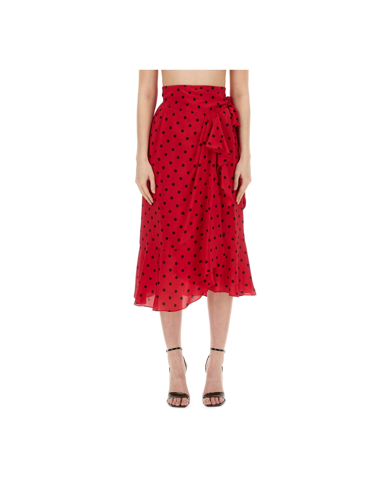 Moschino Taffeta Allover Polka Dots Skirt - RED スカート