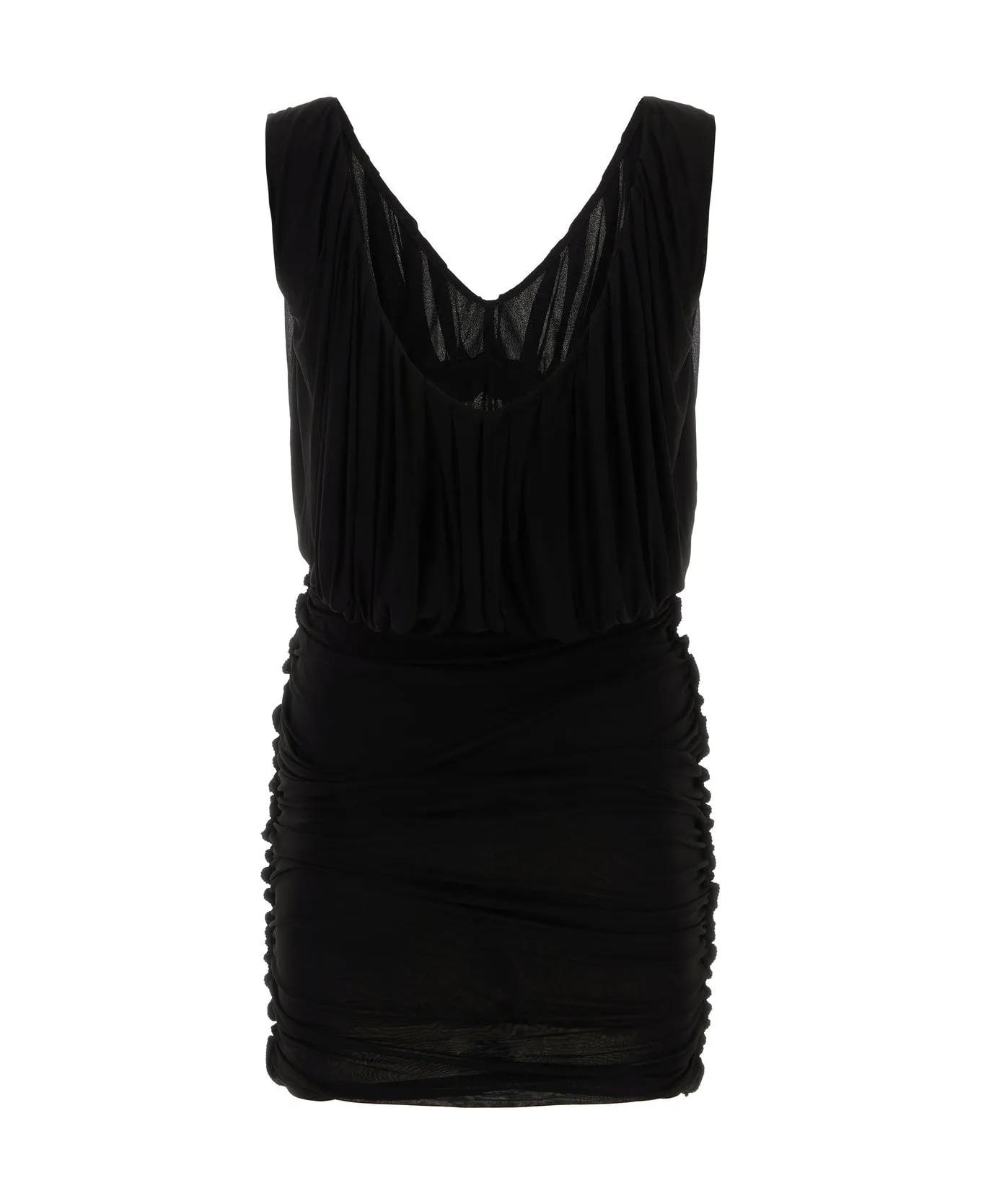 Saint Laurent Draped Sleeveless Dress - Black ワンピース＆ドレス