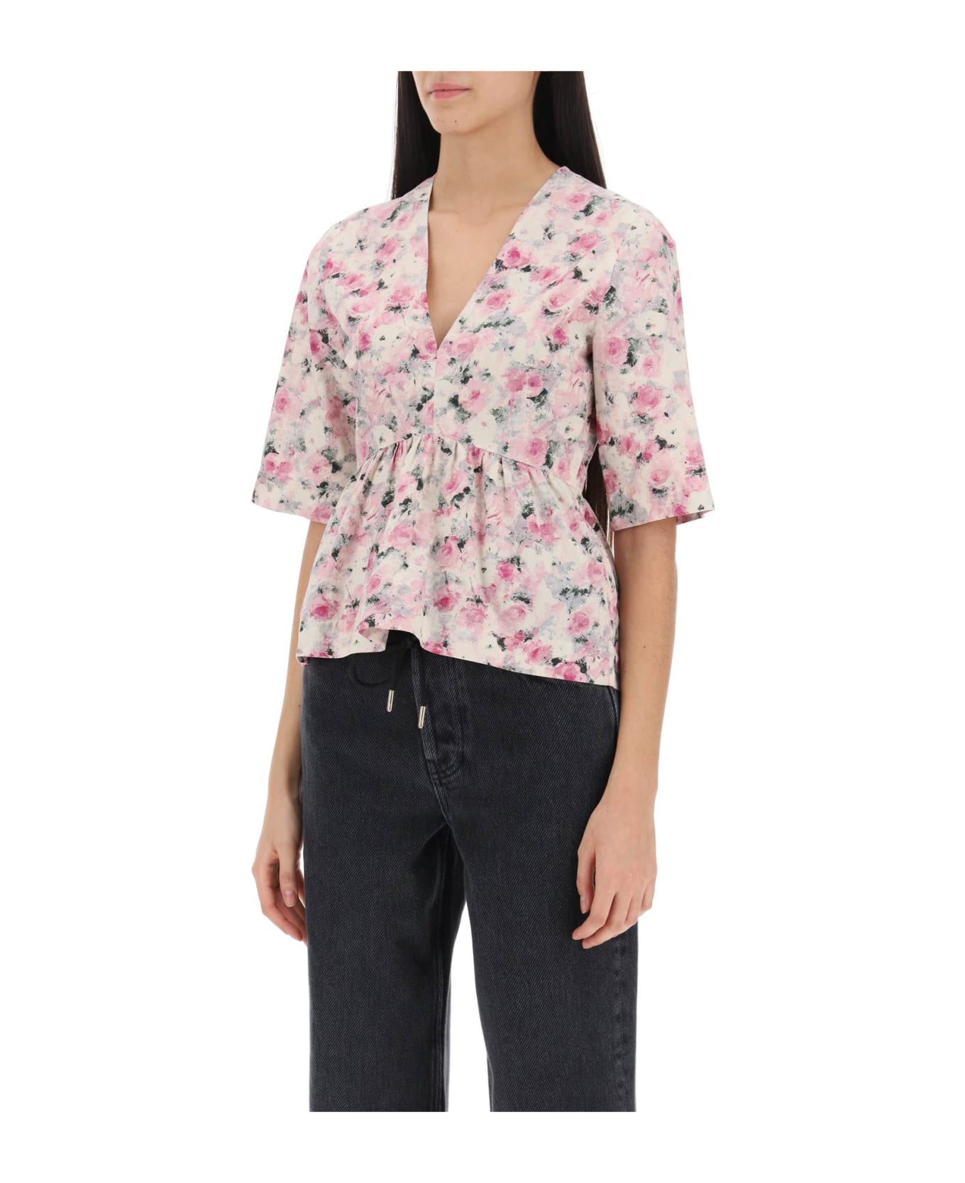 Ganni Blouse With Print - ORCHID SMOKE