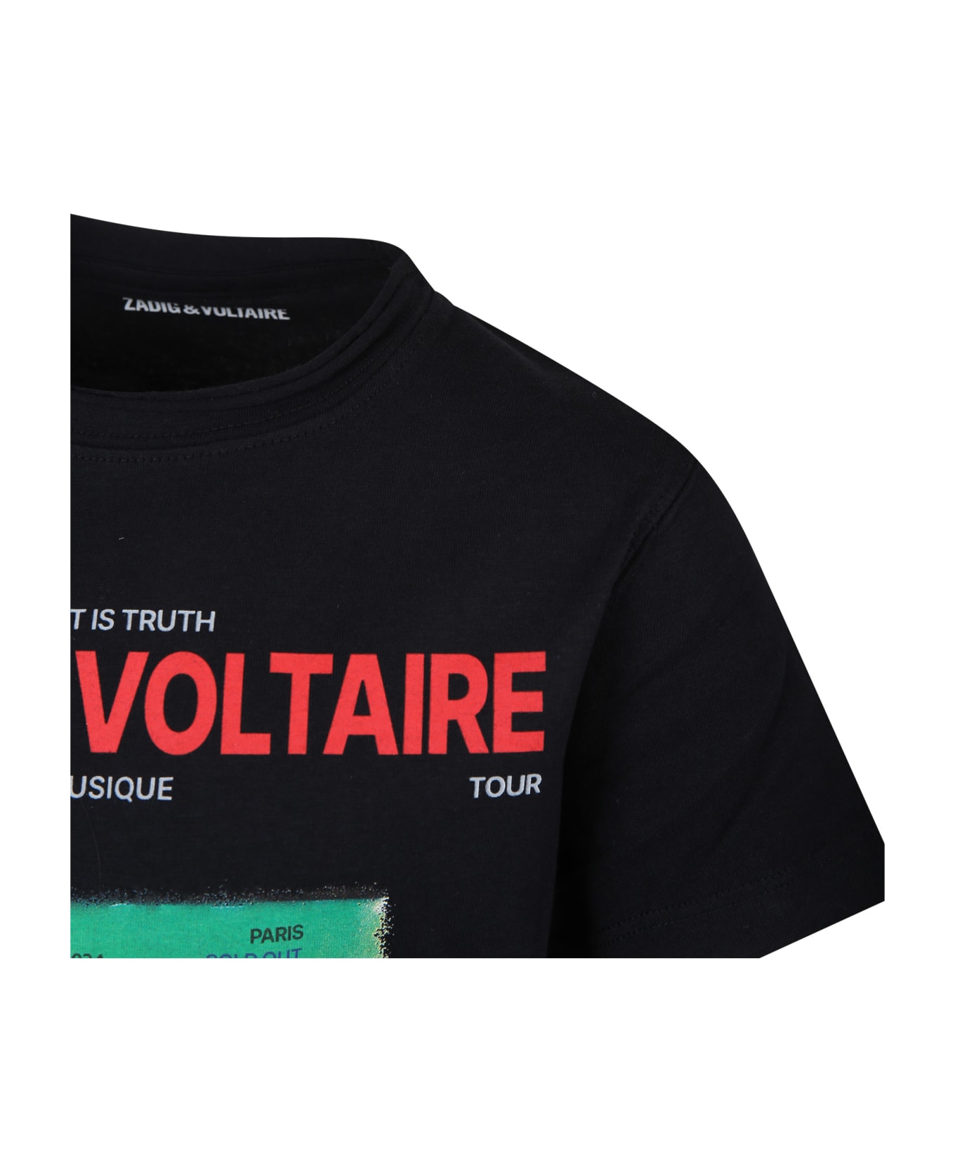 Zadig & Voltaire Black T-shirt For Boy With Print And Logo - Black