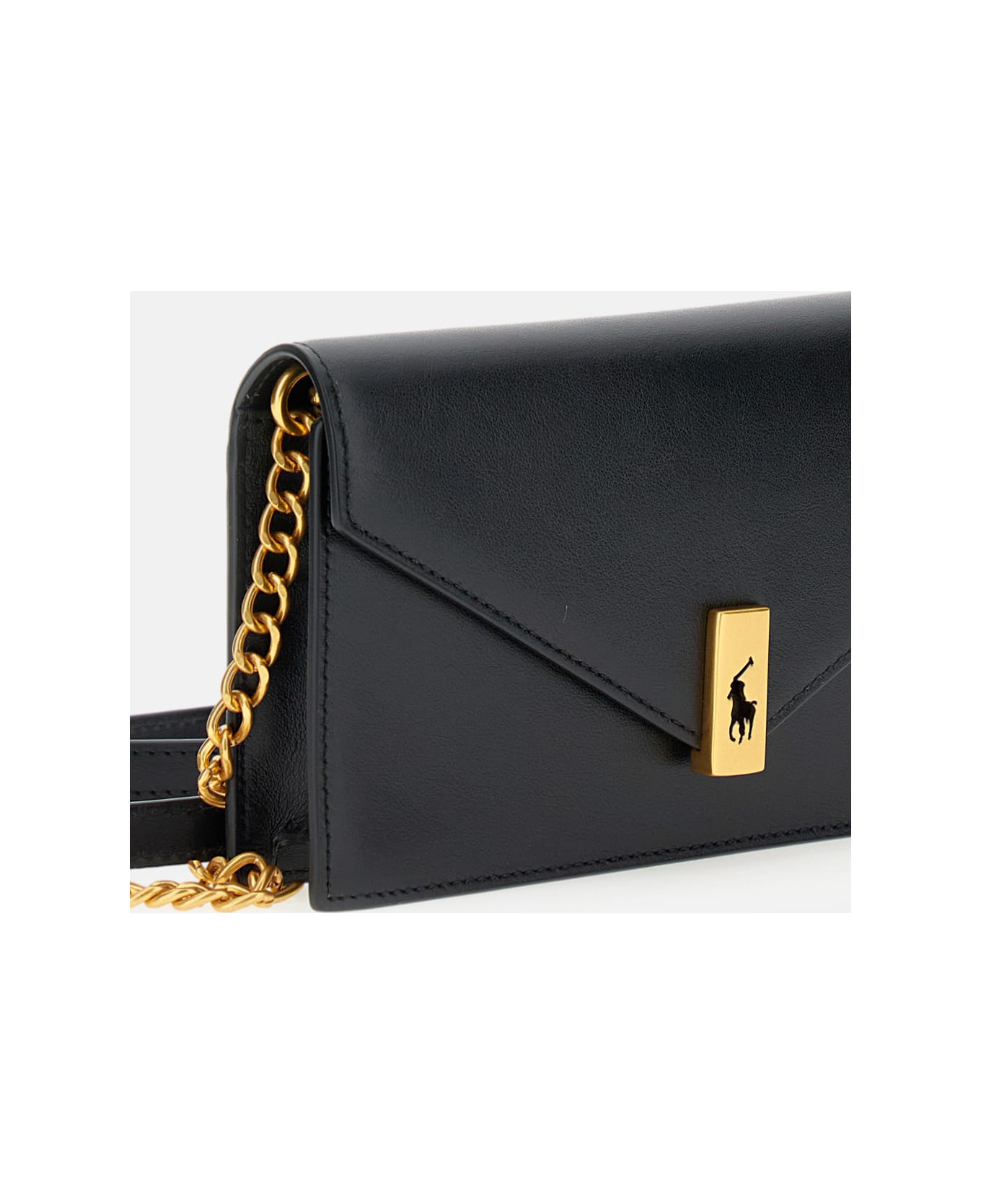 Polo Ralph Lauren Polo Id Leather Chain Wallet And Bag - Black