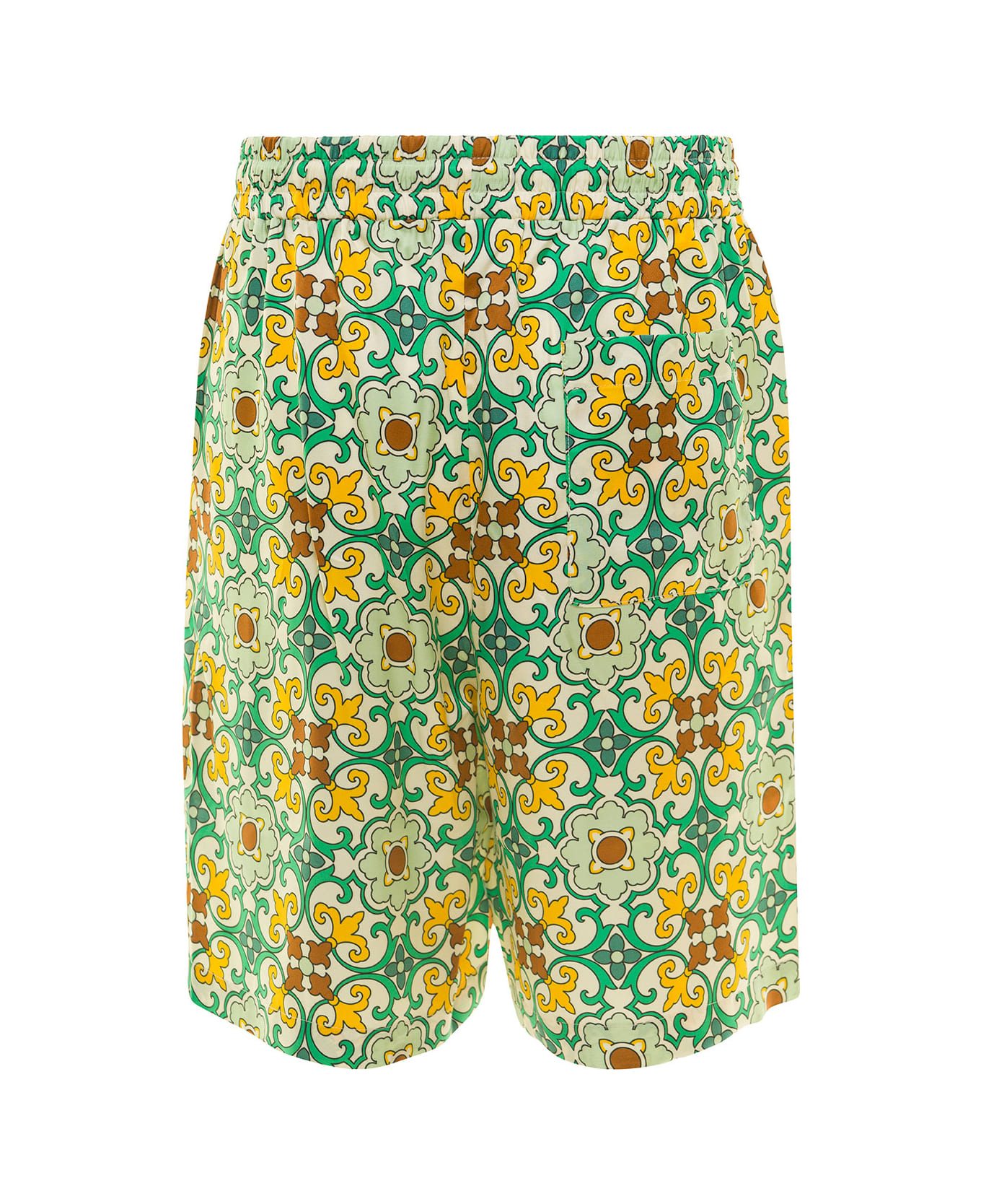 Drôle de Monsieur Multicolor Shorts Faïence With Graphic Print All-over In Viscose Man - Green