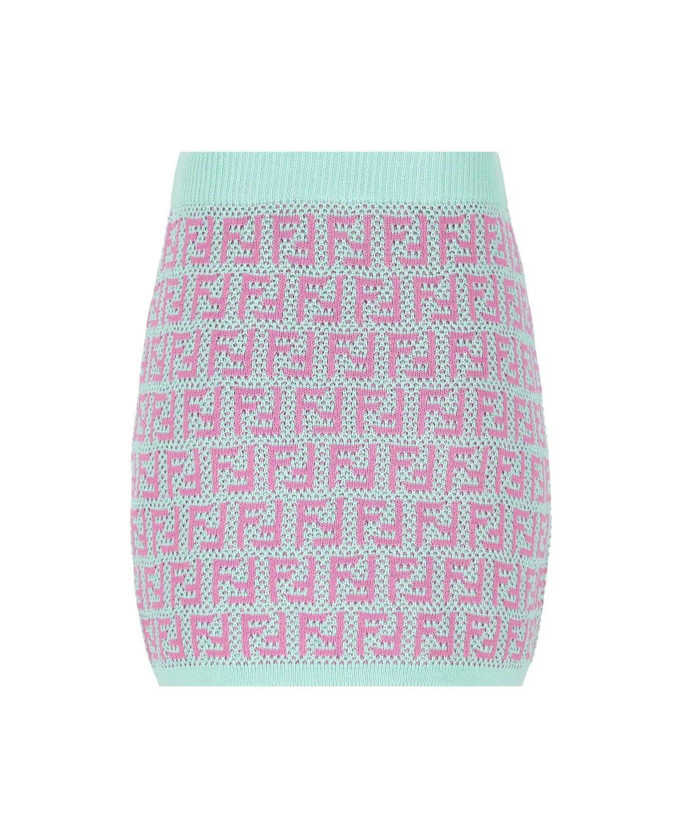 Fendi Ff-intarsia Crochet-knitted Mini Skirt - MultiColour