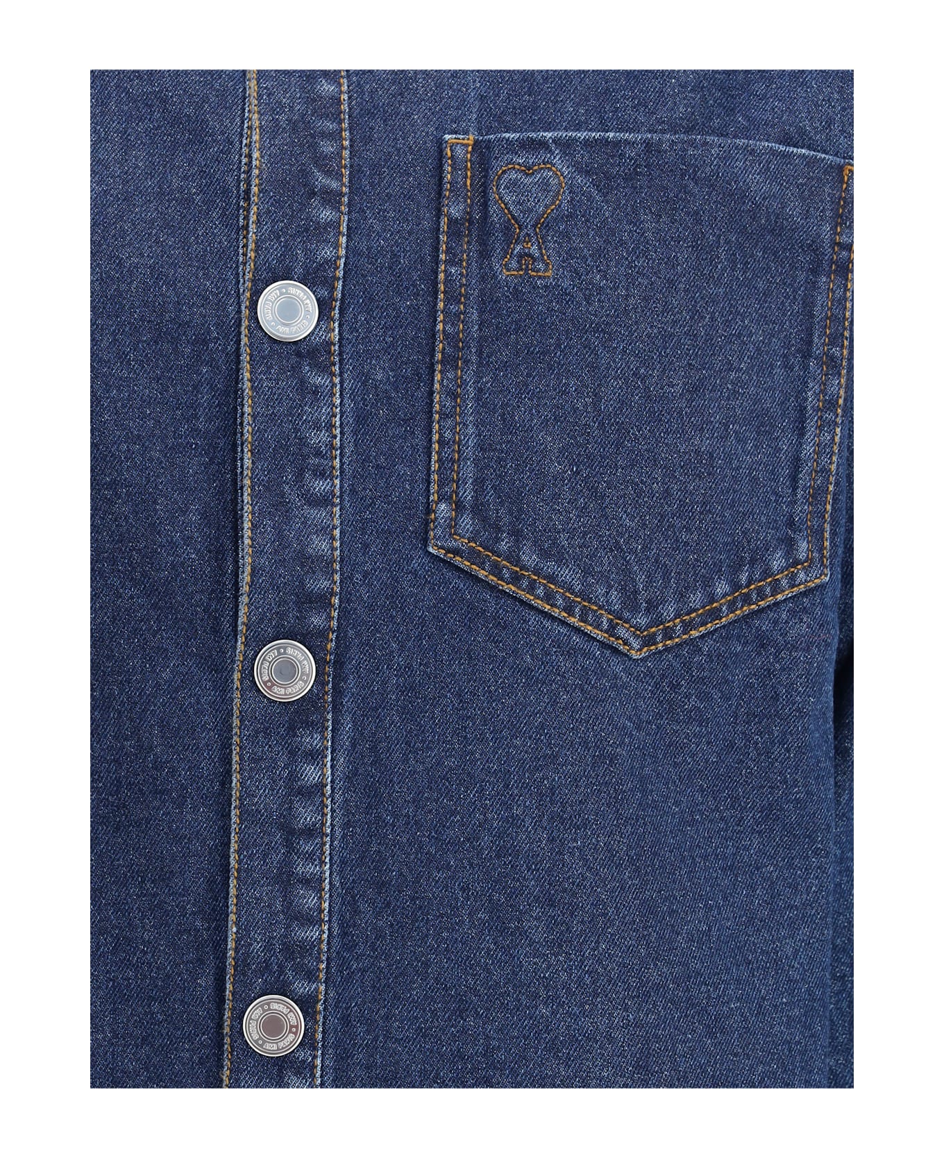 Ami Alexandre Mattiussi Ami De Coeur Cotton Denim Overshirt