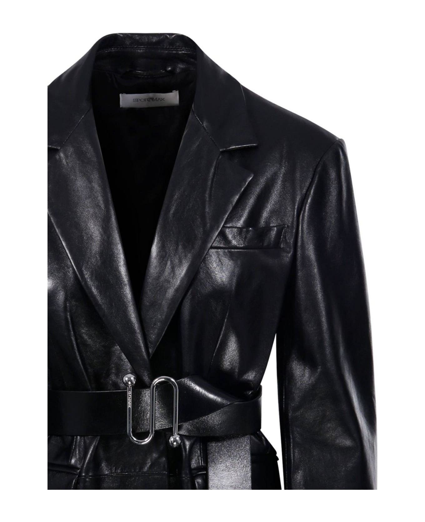 SportMax Teoria Button-up Belted Jacket - Black