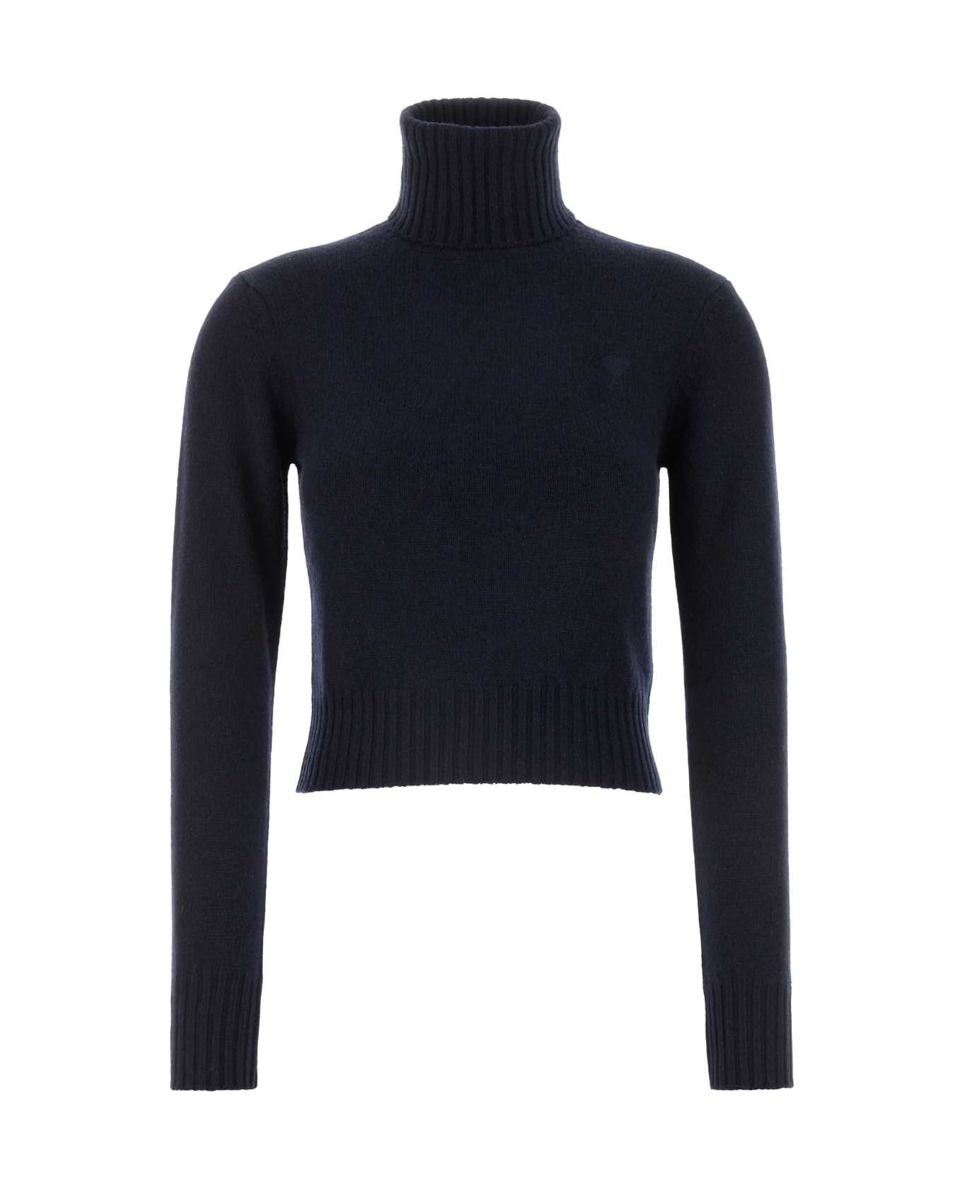 Ami Alexandre Mattiussi Navy Blue Cashmere Blend Sweater - NAVYBLUE