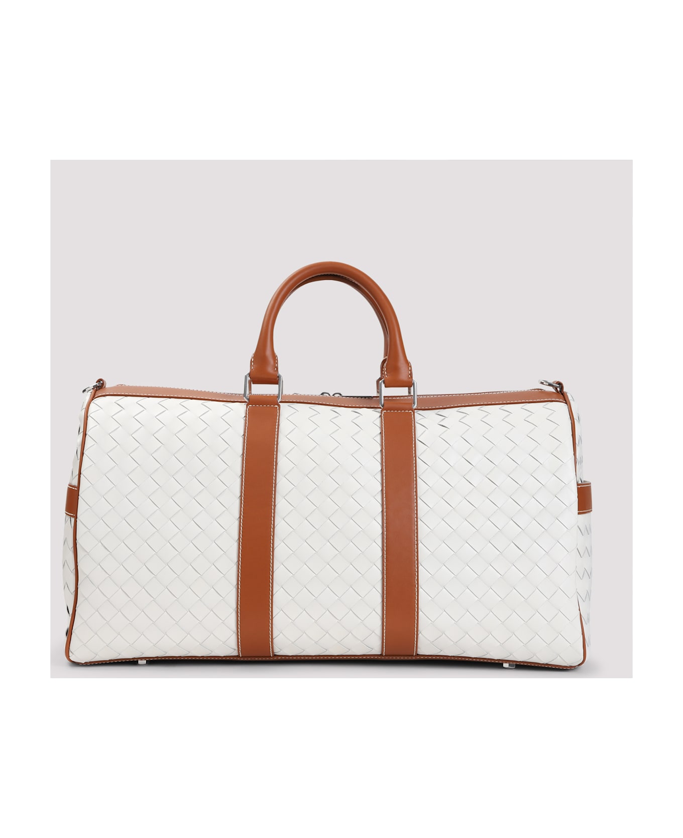 Bottega Veneta Medium Classic Intrecciato Duffle Bag - White Light Beige