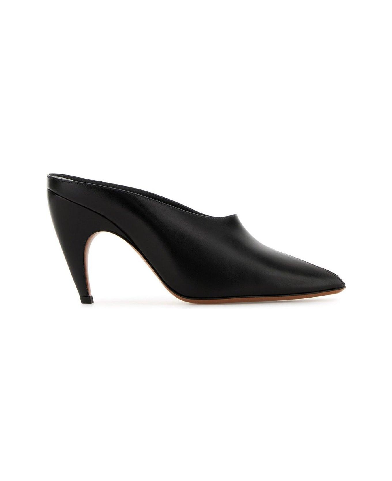 Alaia Shark Heeled Mules - Black