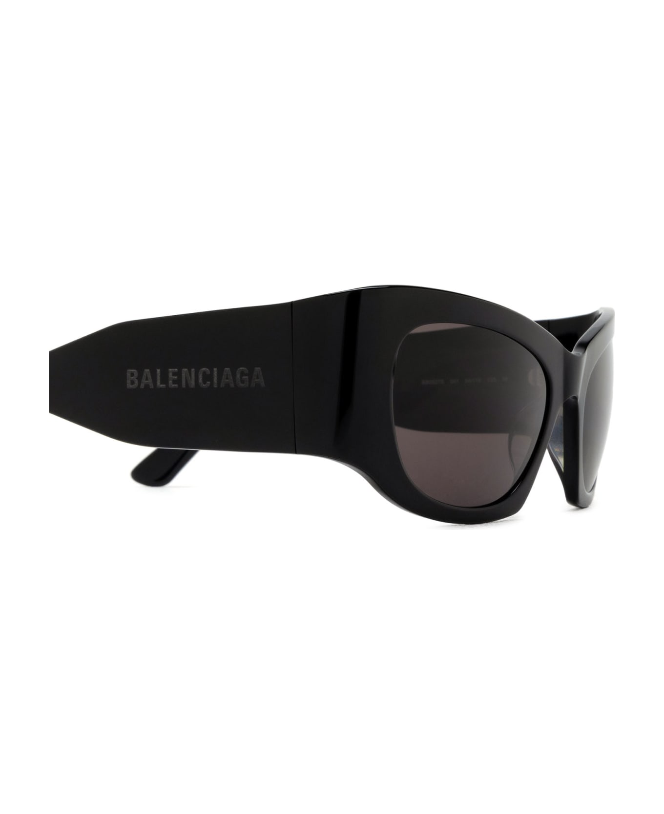 Balenciaga Eyewear Flat Temple Logo Sided Sunglasses - Black サングラス