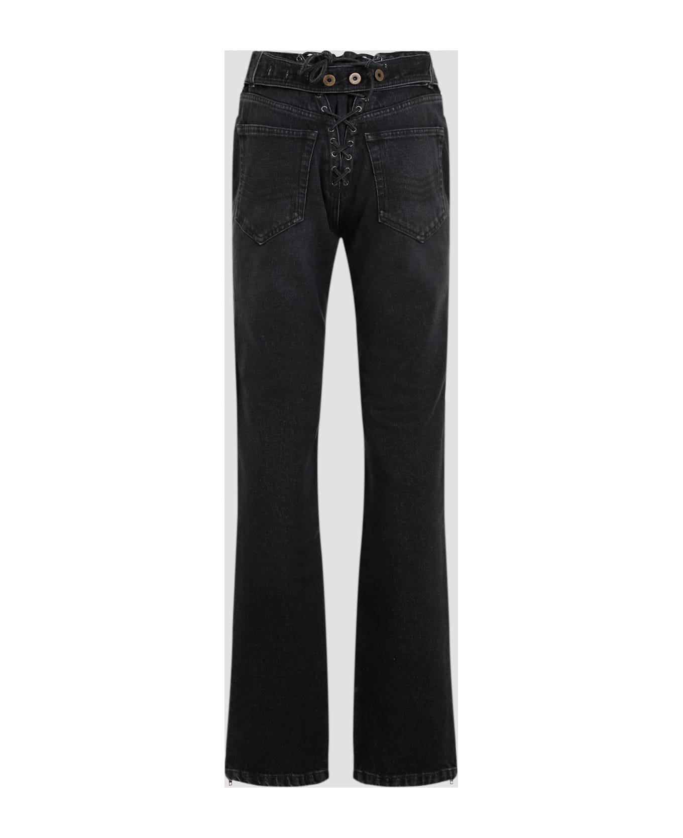 Jean Paul Gaultier Denim Jeans With Lacing And Knee Bonding Detail - Vintageblack