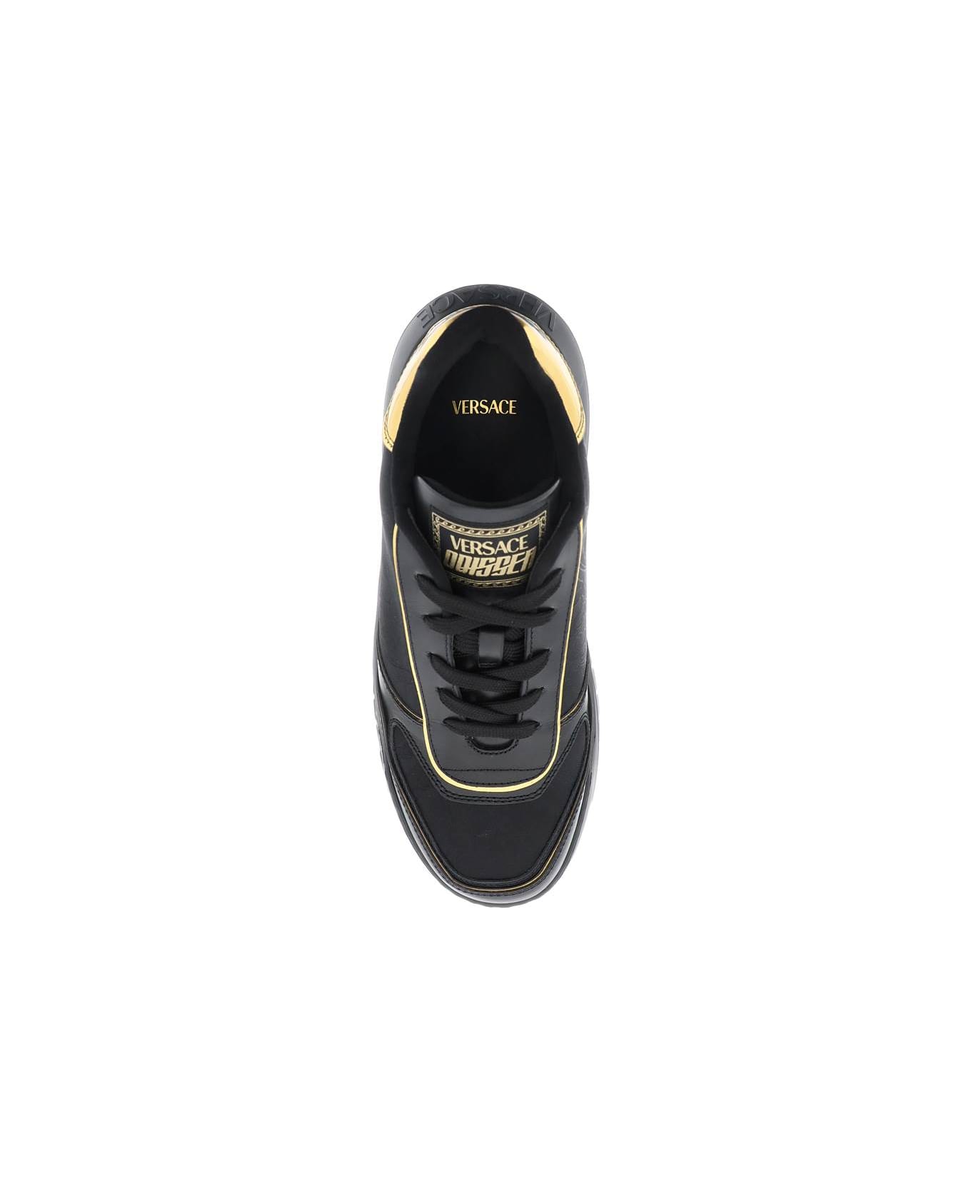 Versace 'odissea' Chunky Leather Sneakers - BLACK GOLD (Black) スニーカー