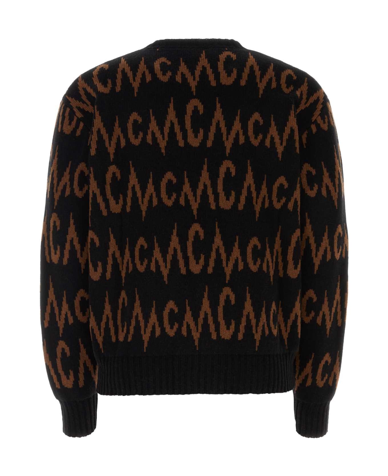 MCM Embroidered Cashmere Blend Sweater - BLACK