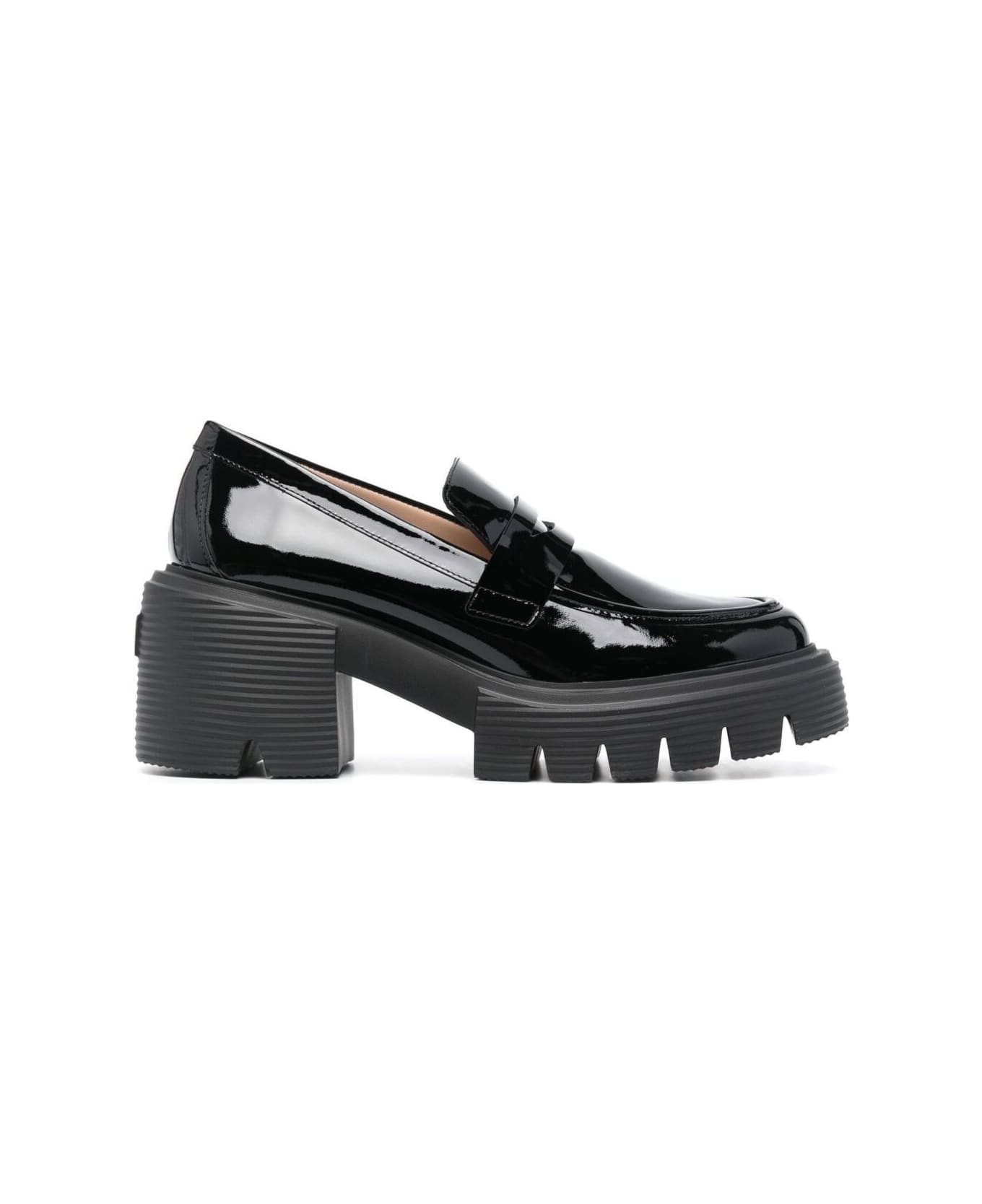 Stuart Weitzman 'soho' Black Loafers With Chunky Sole In Patent Leather Woman - Black