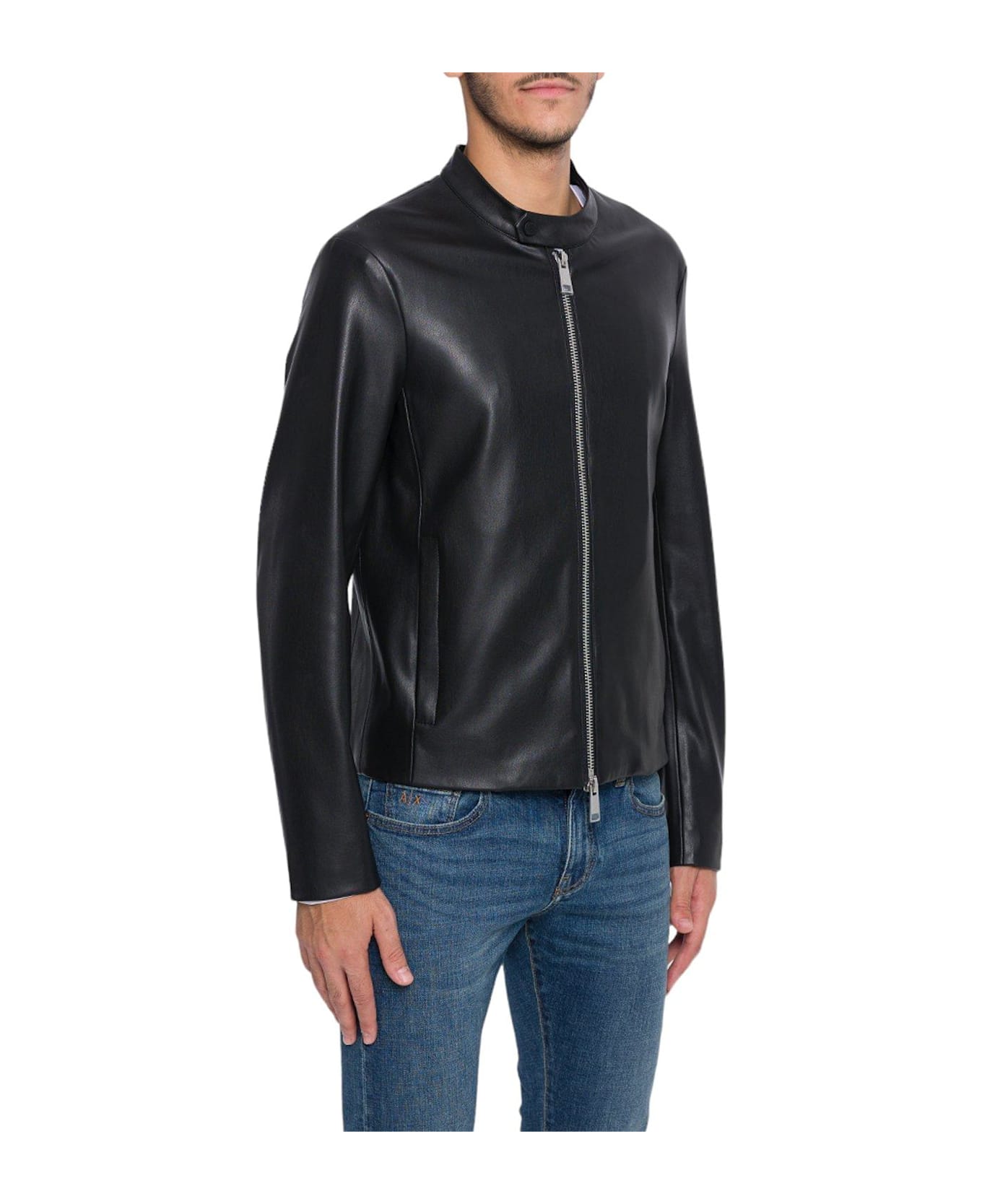 Armani Collezioni Zipped Bomber Jacket - Black