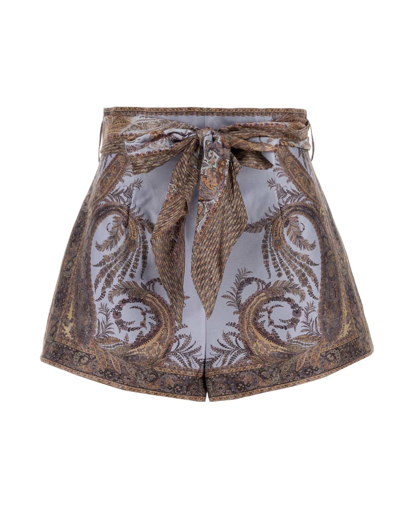 Zimmermann Printed Silk Blend Hypnotic Shorts - LILACPAISLEY